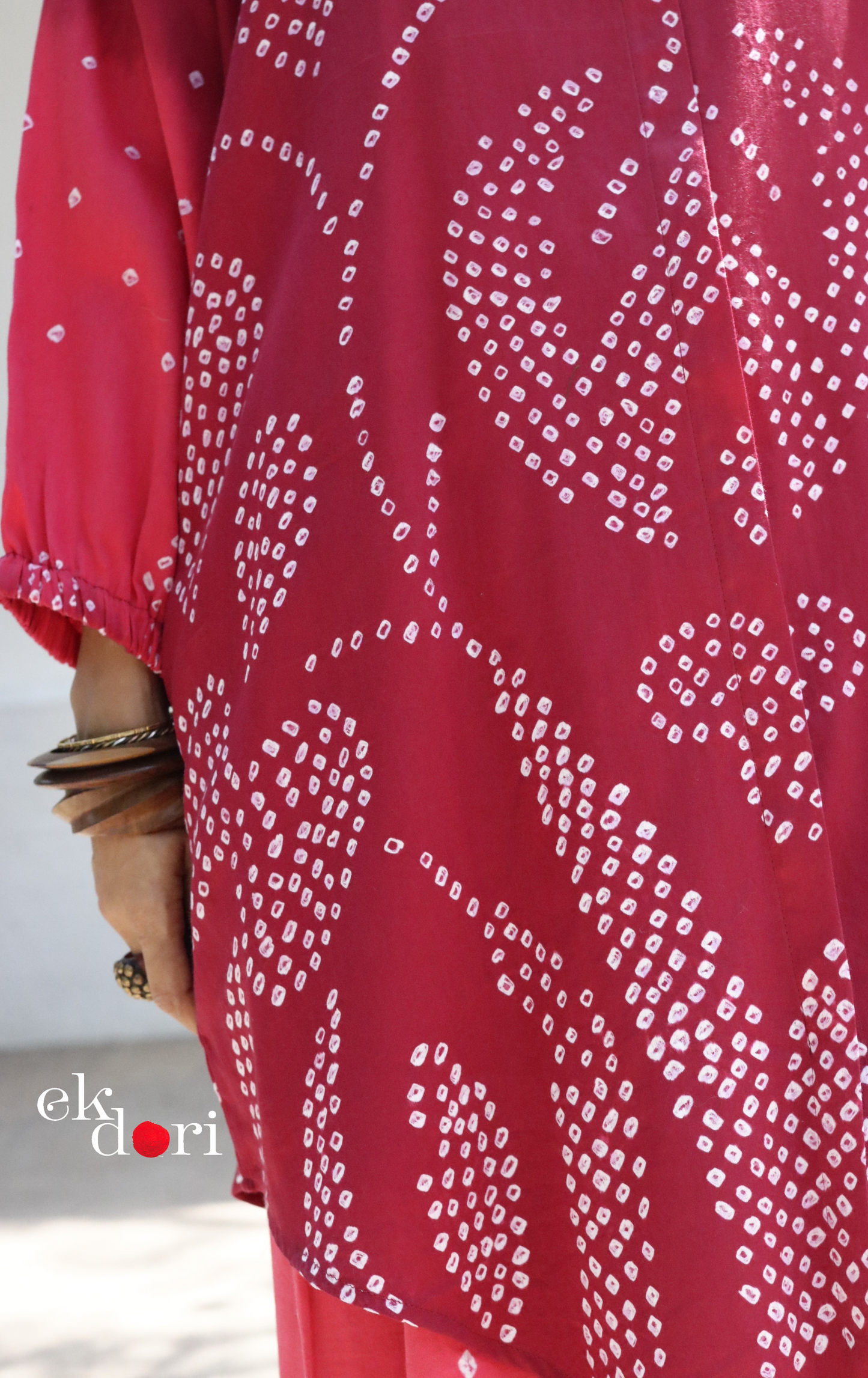 Bandhani 'Pink Paisley' Cotton Co-ord Set In Blue Green Ombre: Buy Kurta Palazzo Cotton Co-ord Set