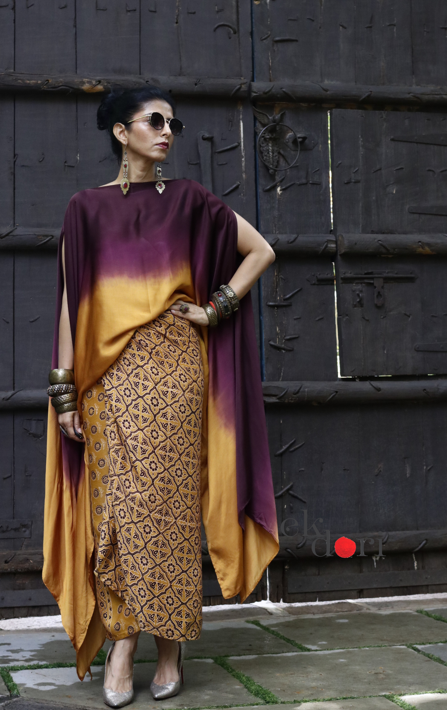 Ajrakh Modal Co-ord Skirt Set 'Chinaar' : 2 Piece Ajrakh Skirt & Top Set
