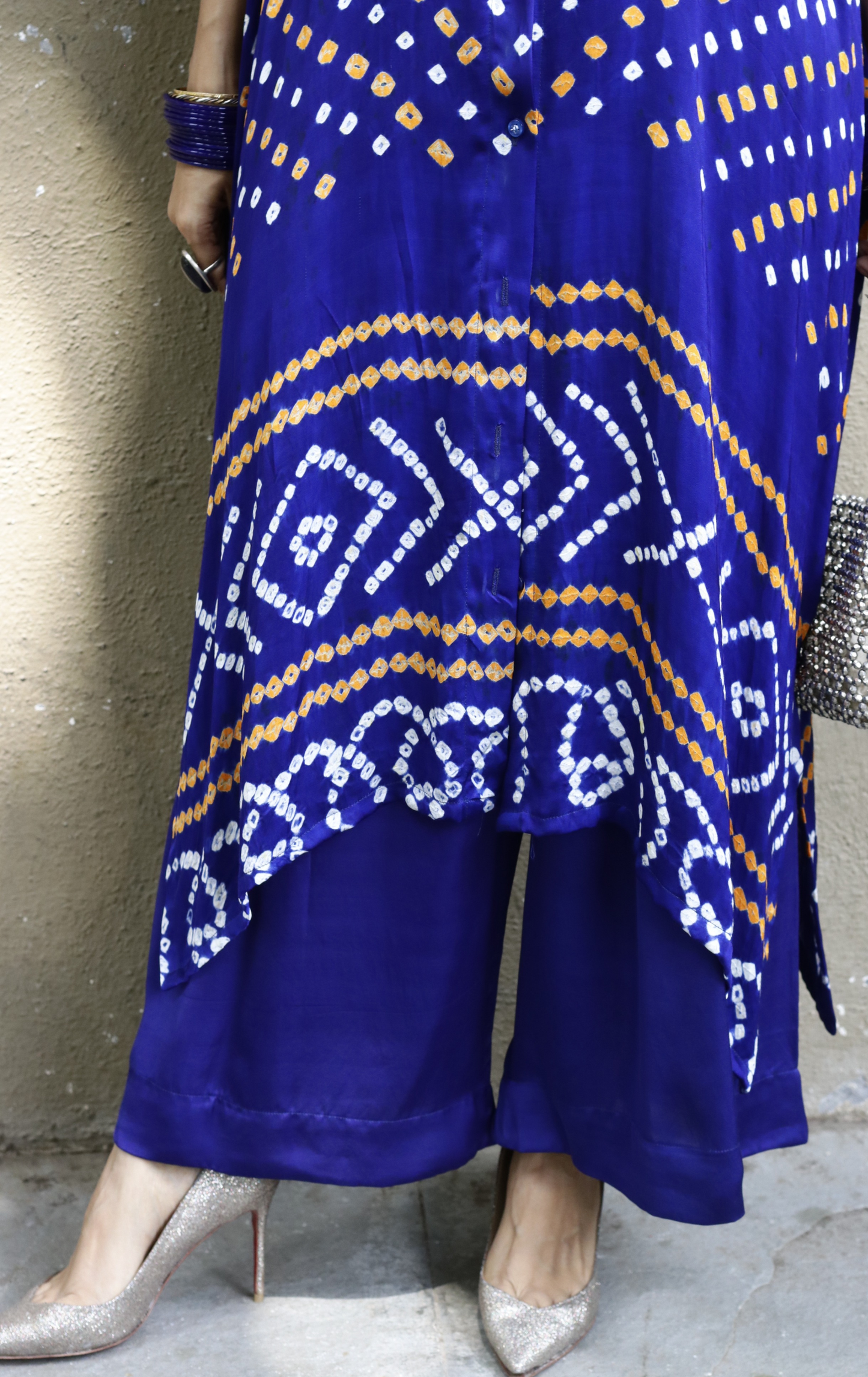 Bandhani Blue White Modal Co-ord Set : Buy Kurta Palazzo Modal Co-ord Set 'Neela Aasman '