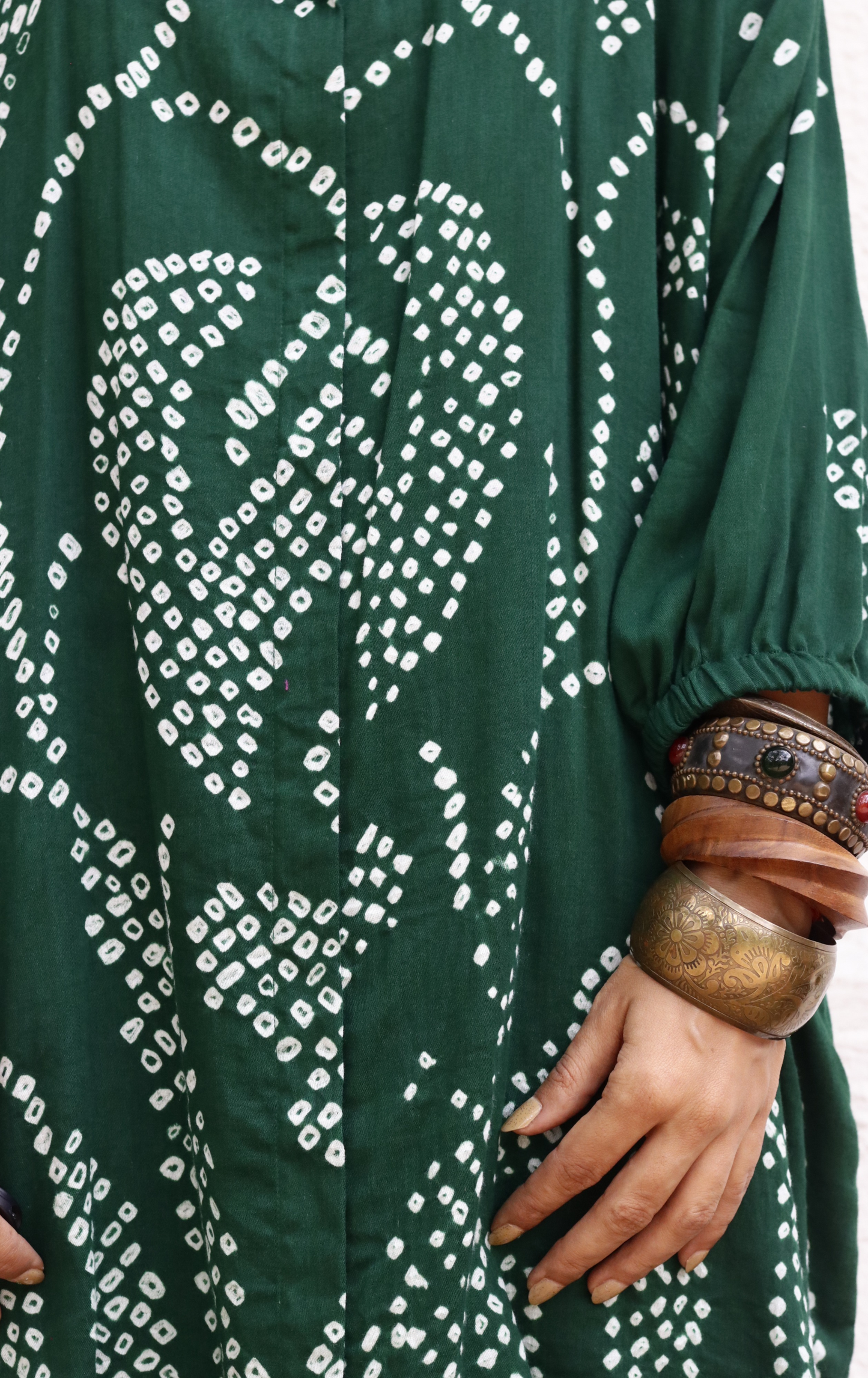 Green Bandhani 'Paisley Princess' Cotton Co-ord Set : Buy Kurta Palazzo Cotton Co-ord Set
