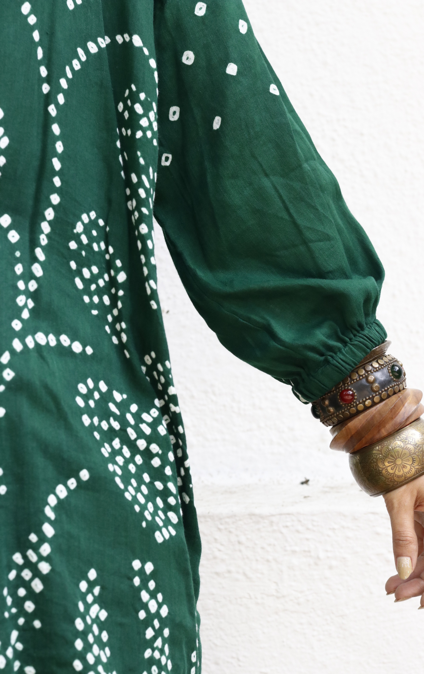 Green Bandhani 'Paisley Princess' Cotton Co-ord Set : Buy Kurta Palazzo Cotton Co-ord Set