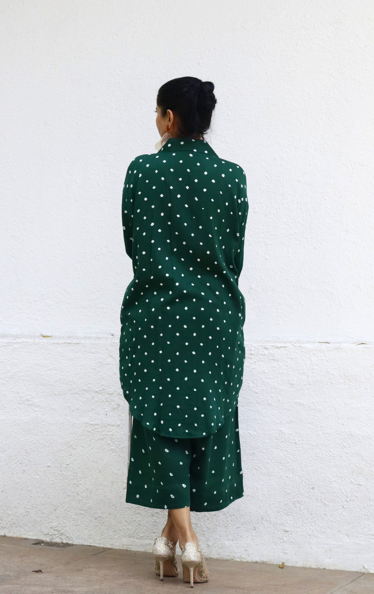 Green Bandhani 'Paisley Princess' Cotton Co-ord Set : Buy Kurta Palazzo Cotton Co-ord Set