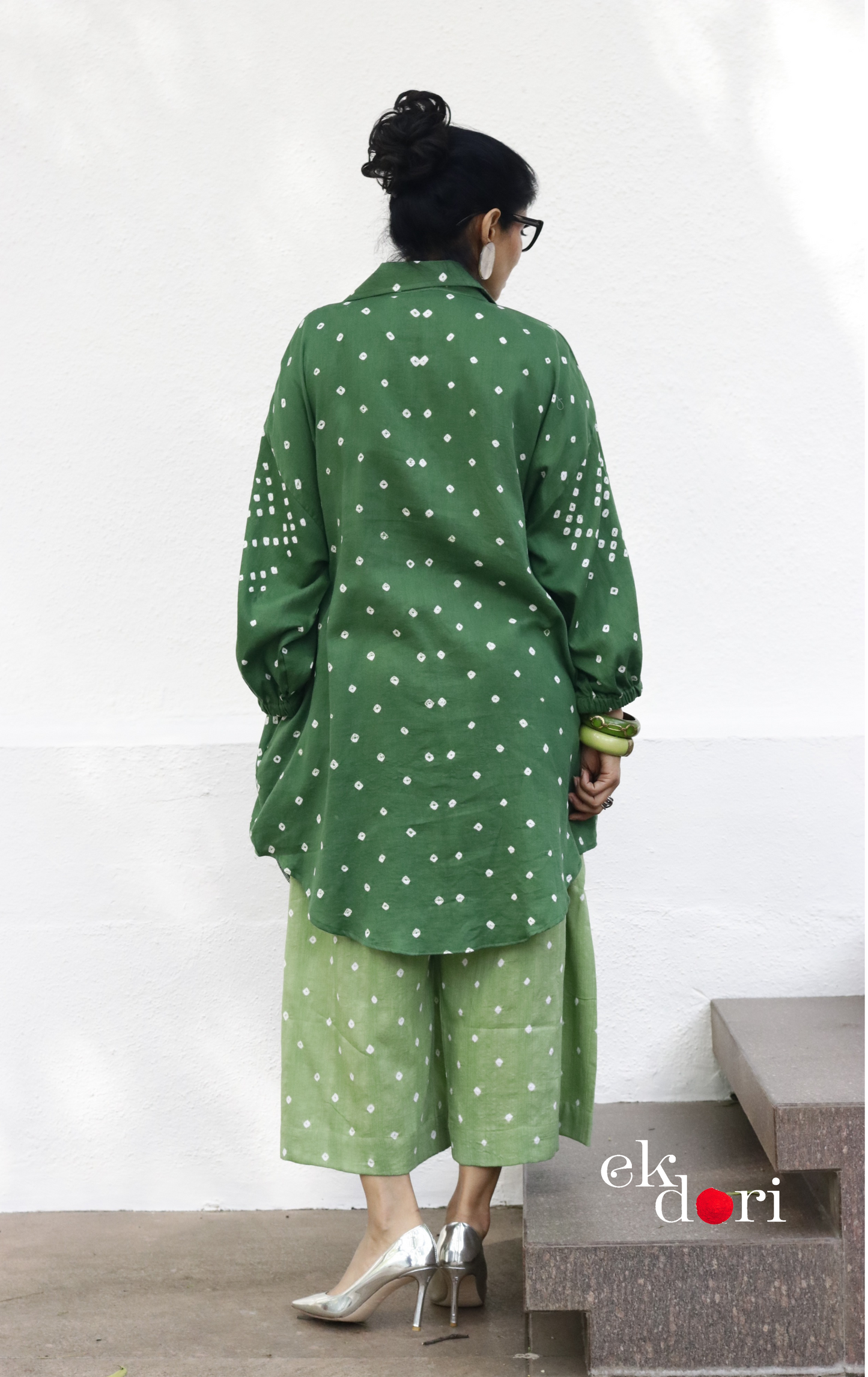 Bandhani 'Green Barfi' Blue Cotton Co-ord Set : Buy Kurta Palazzo Cotton Co-ord Set Cotton Bandhani Set