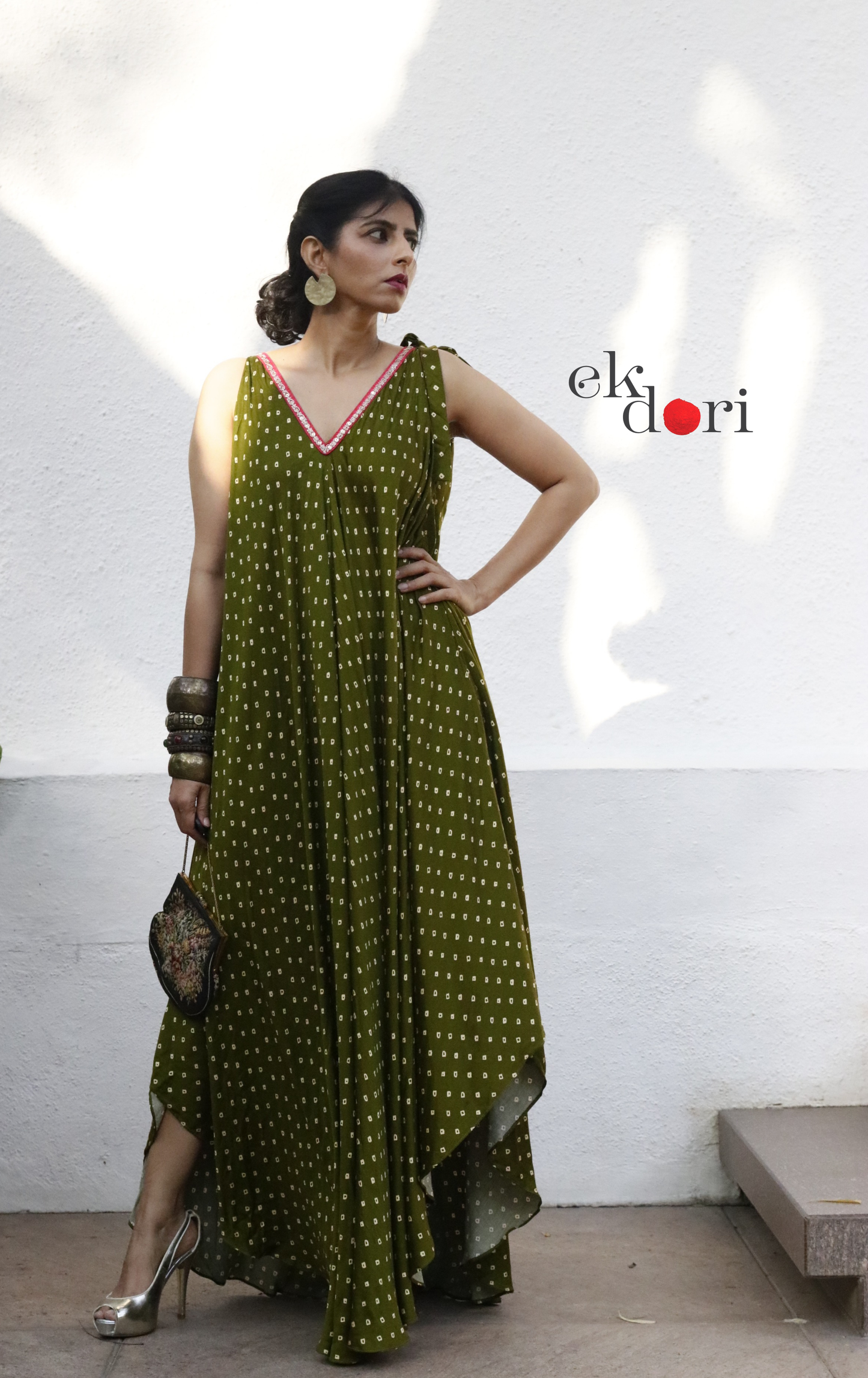 Bandhani Print 'Henna' Satin Cotton Jumpsuit : Buy Fun Festive Bandhani Print Jumpsuit