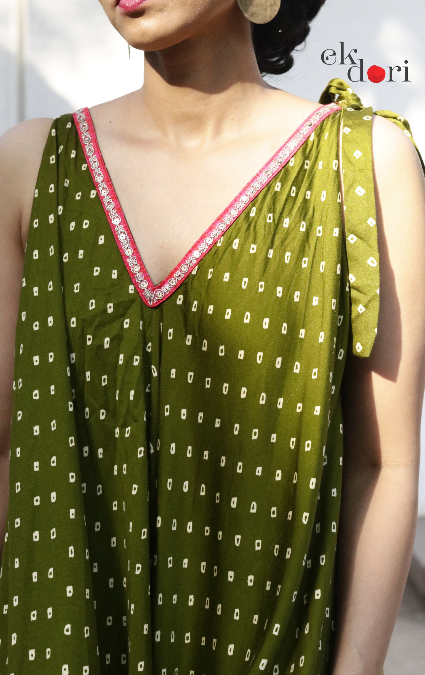 Bandhani Print 'Henna' Satin Cotton Jumpsuit : Buy Fun Festive Bandhani Print Jumpsuit