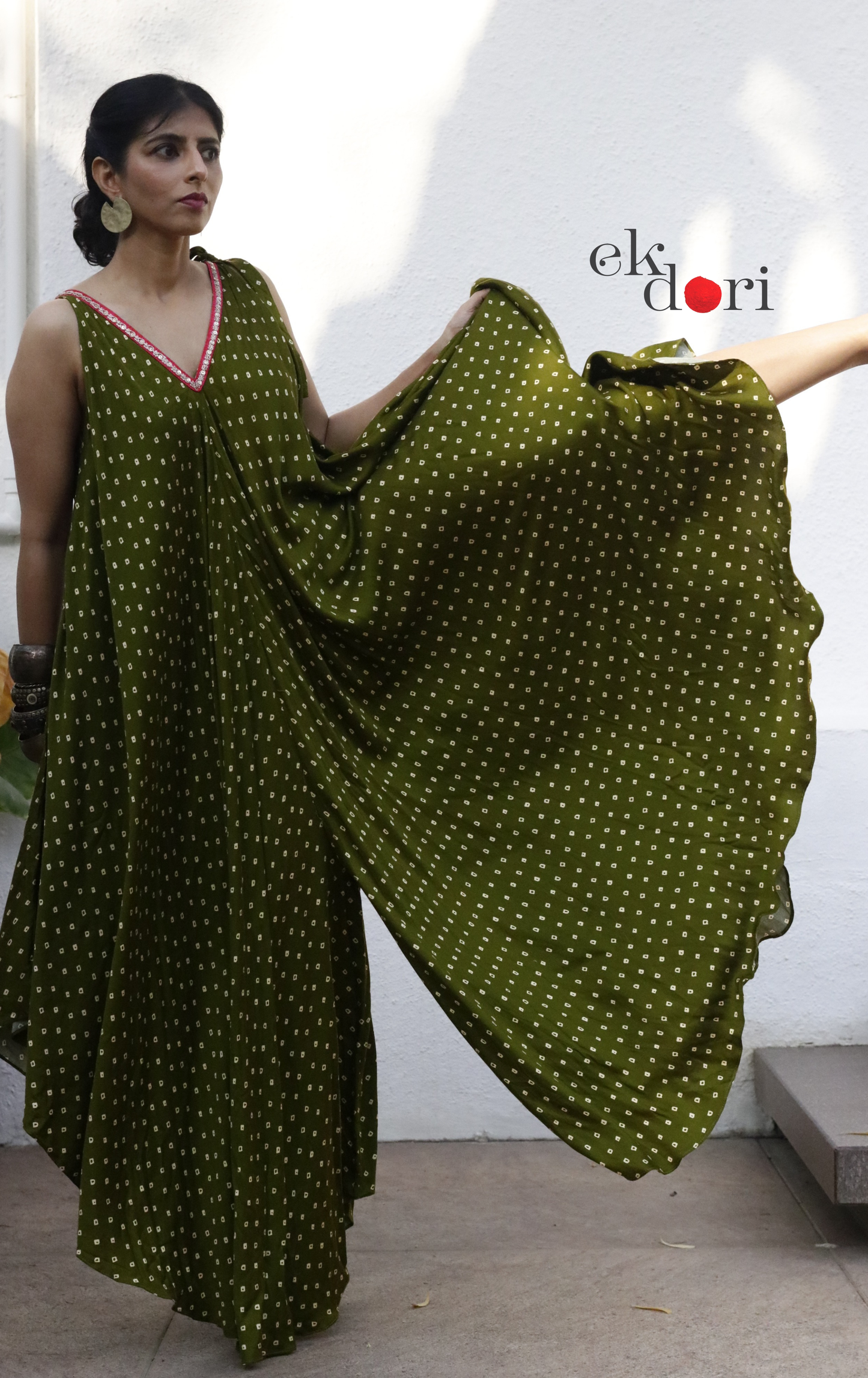 Bandhani Print 'Henna' Satin Cotton Jumpsuit : Buy Fun Festive Bandhani Print Jumpsuit