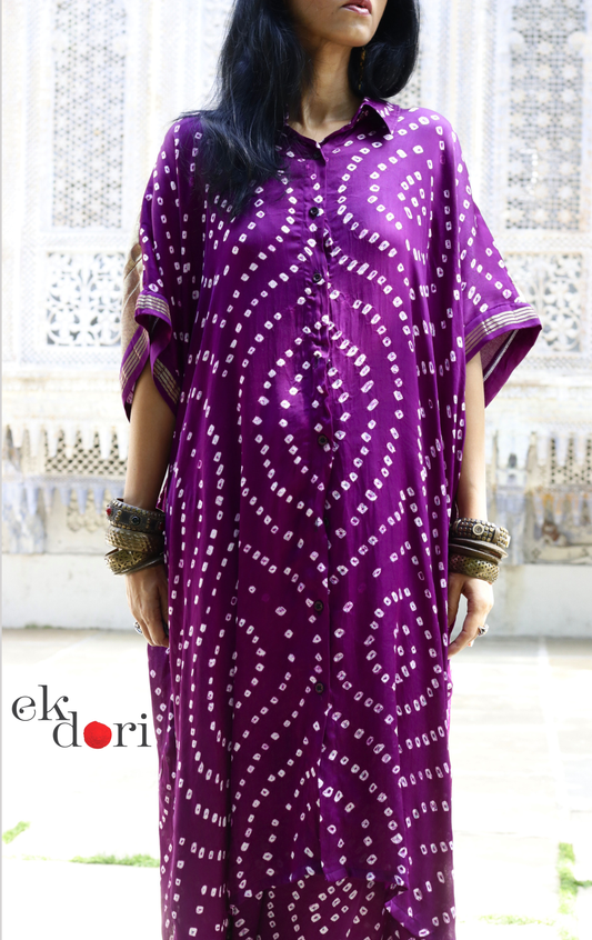 Bandhani Purple Modal Co-ord Set : Buy Kurta Palazzo Modal Co-ord Set 'Jamun Sorbet'