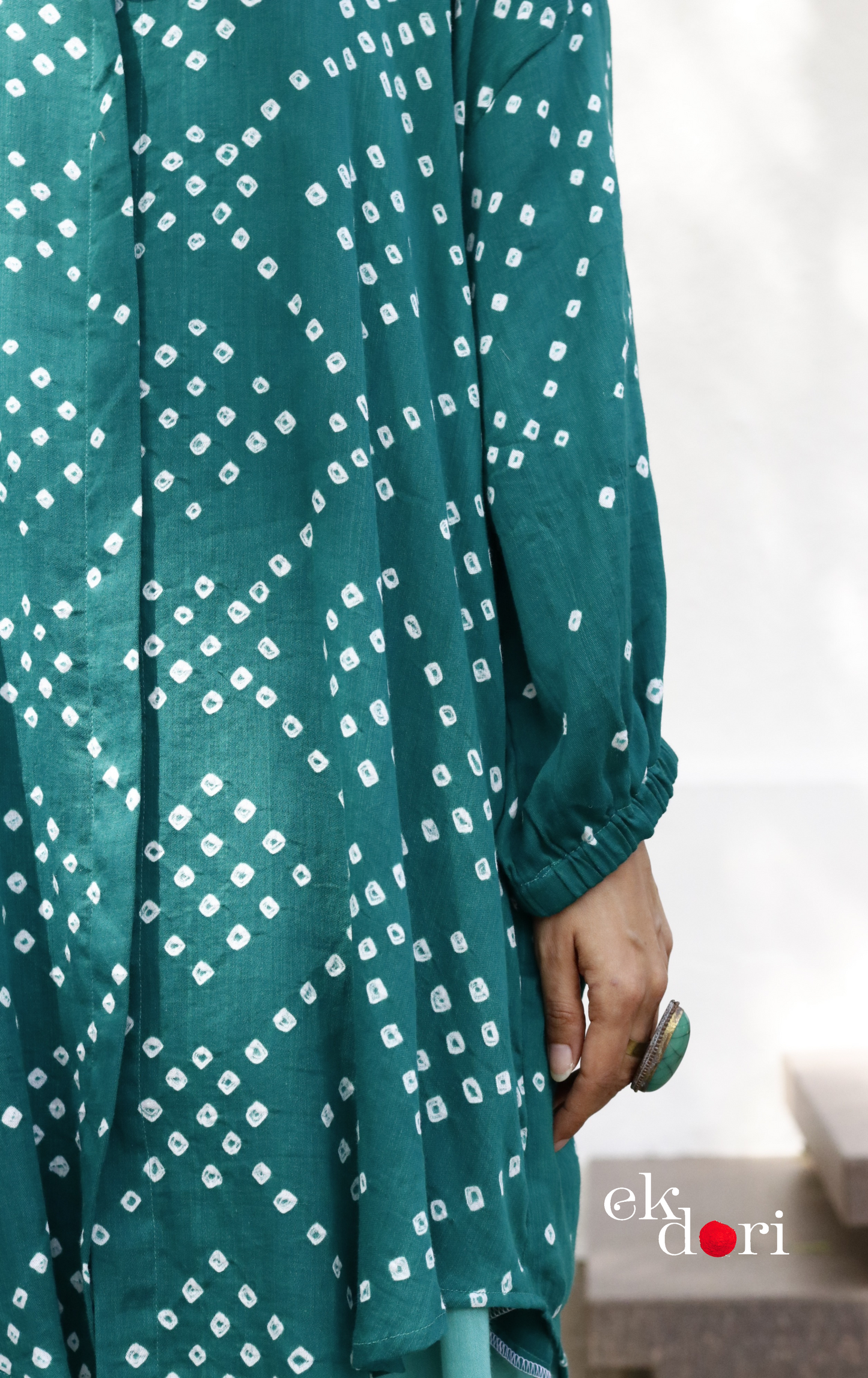 Bandhani 'Teal Barfi' Blue Cotton Co-ord Set : Buy Kurta Palazzo Cotton Co-ord Set Cotton Bandhani Set