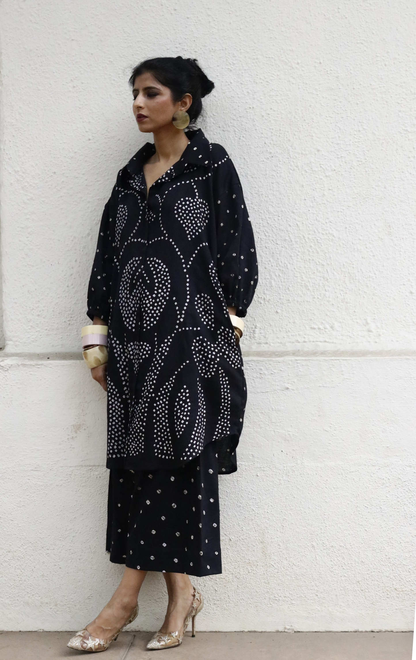 Bandhani Black Cotton Co-ord Set : Buy Kurta Palazzo Cotton Co-ord Set