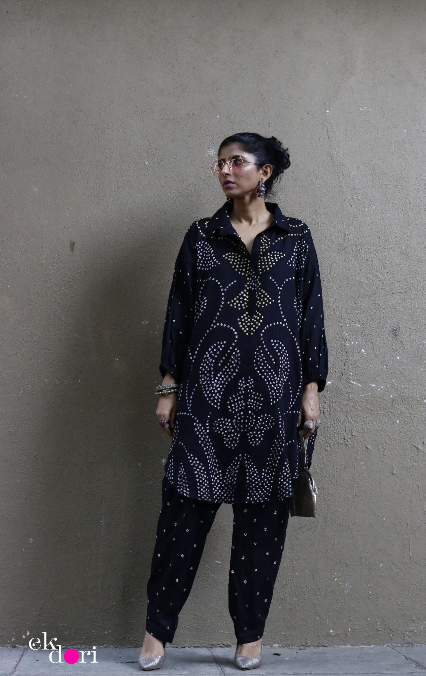 Bandhani Black Cotton Co-ord Set : Buy Salwaar Kurta Cotton Co-ord Set