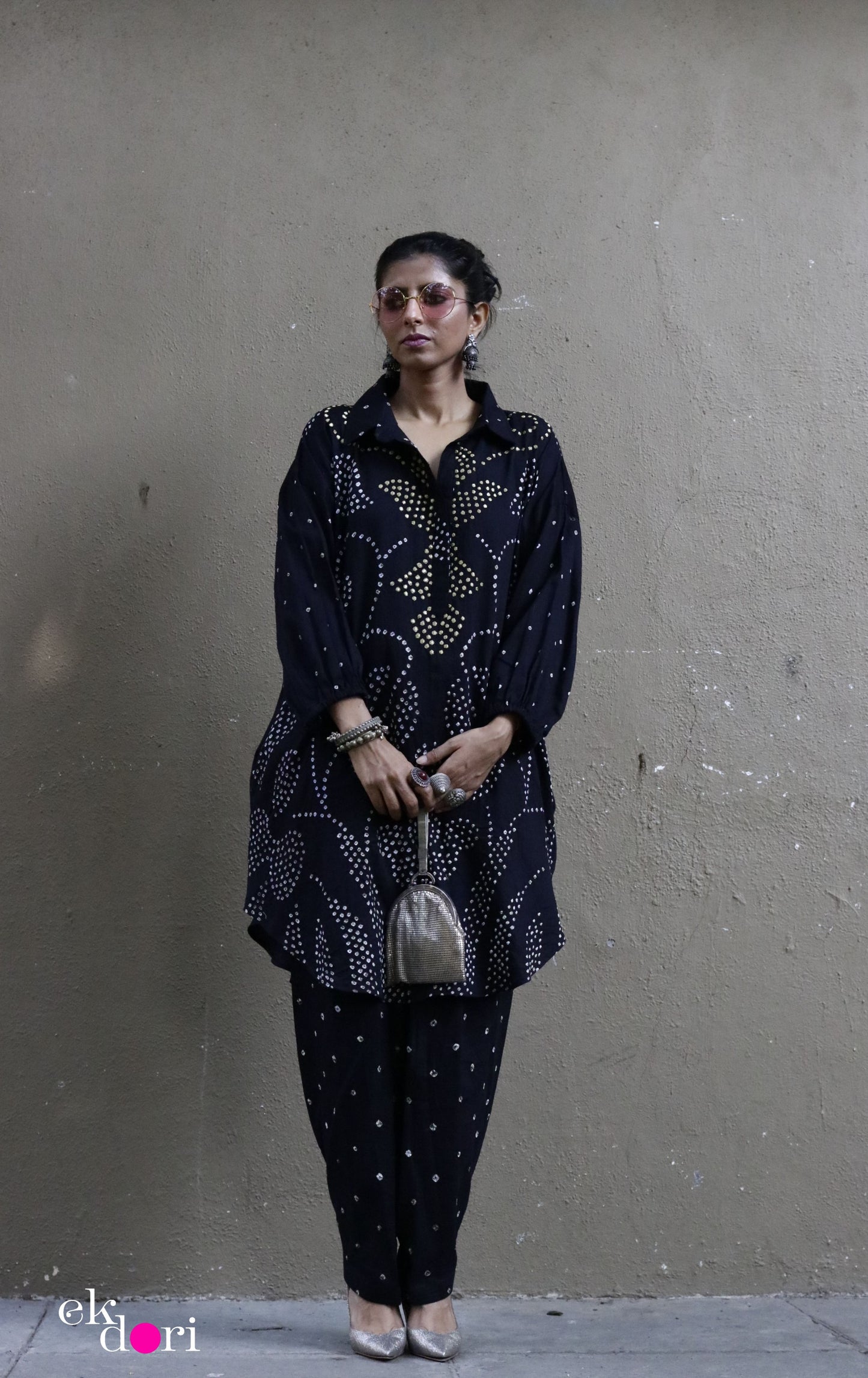 Bandhani Black Cotton Co-ord Set : Buy Salwaar Kurta Cotton Co-ord Set