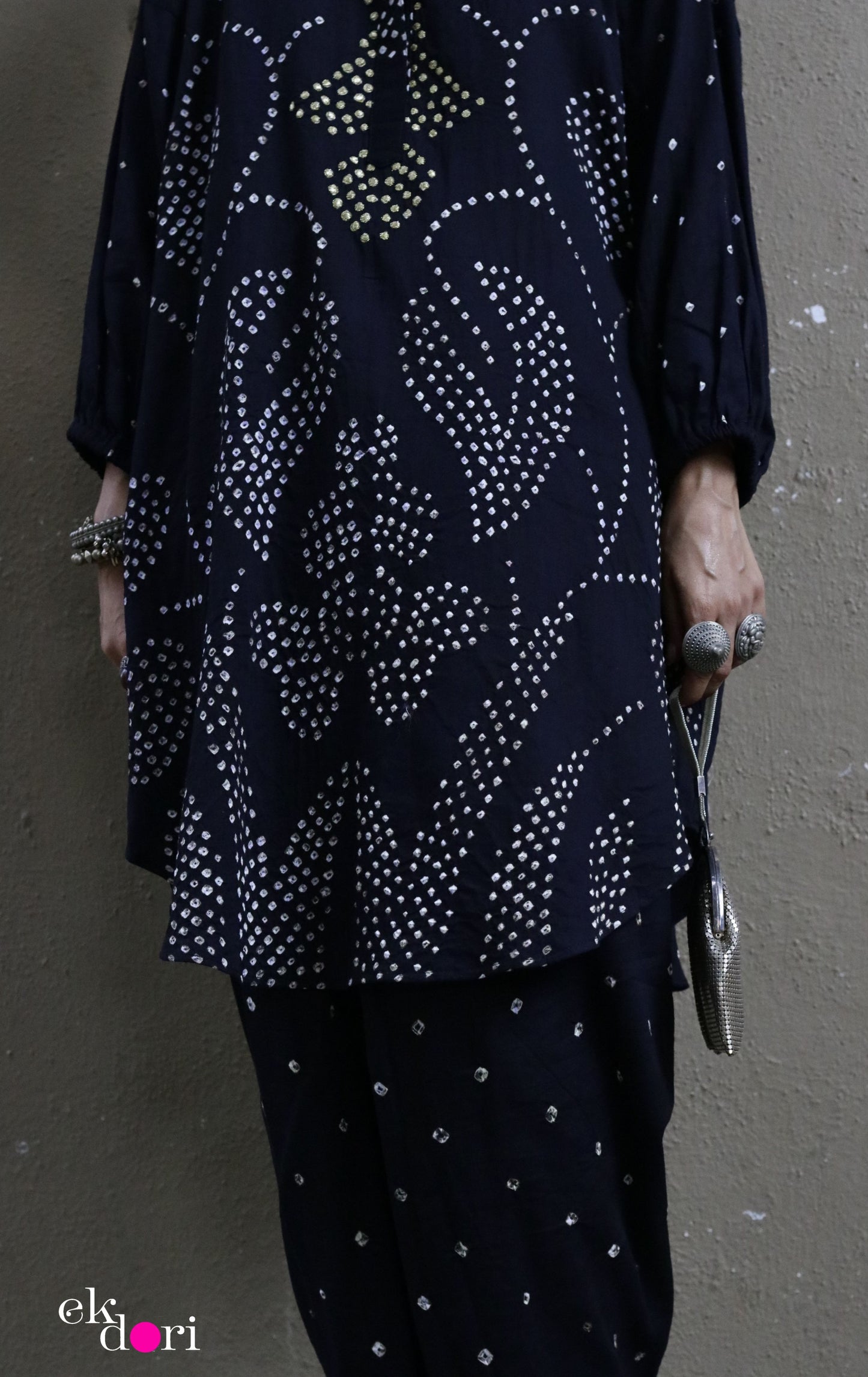 Bandhani Black Cotton Co-ord Set : Buy Salwaar Kurta Cotton Co-ord Set