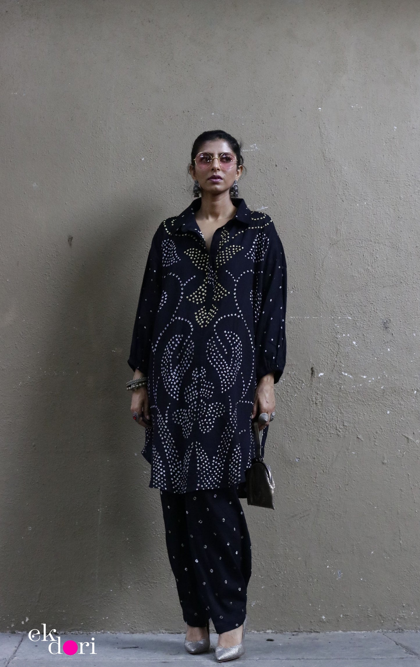 Bandhani Black Cotton Co-ord Set : Buy Salwaar Kurta Cotton Co-ord Set