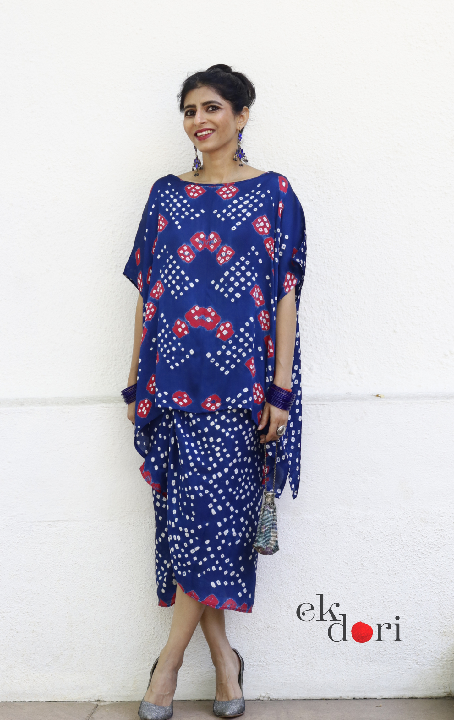 Bandhani Modal Co-ord Skirt Set 'Water Lily' : 2 Piece Skirt & Bandhani Top Set