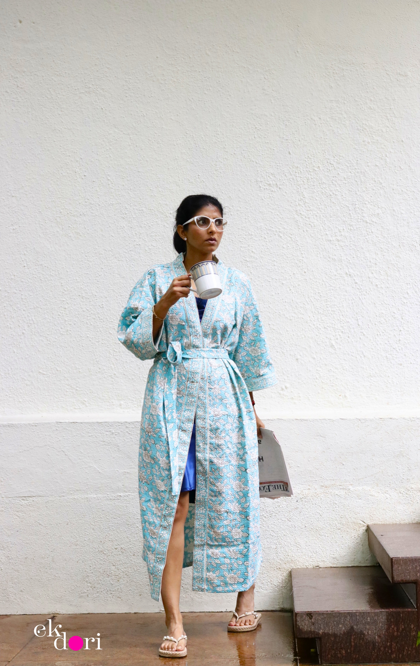 Pool Days Waffle Block Printed Bath Robe