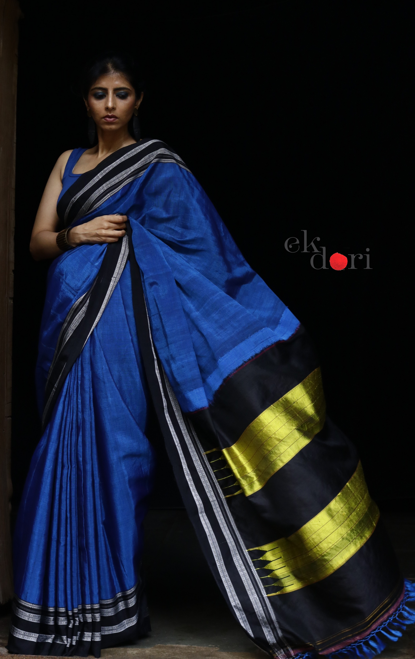 Buy Ilkal Handloom Saree : Handloom Ilkal 'Blue Family' Rayon Silk Saree