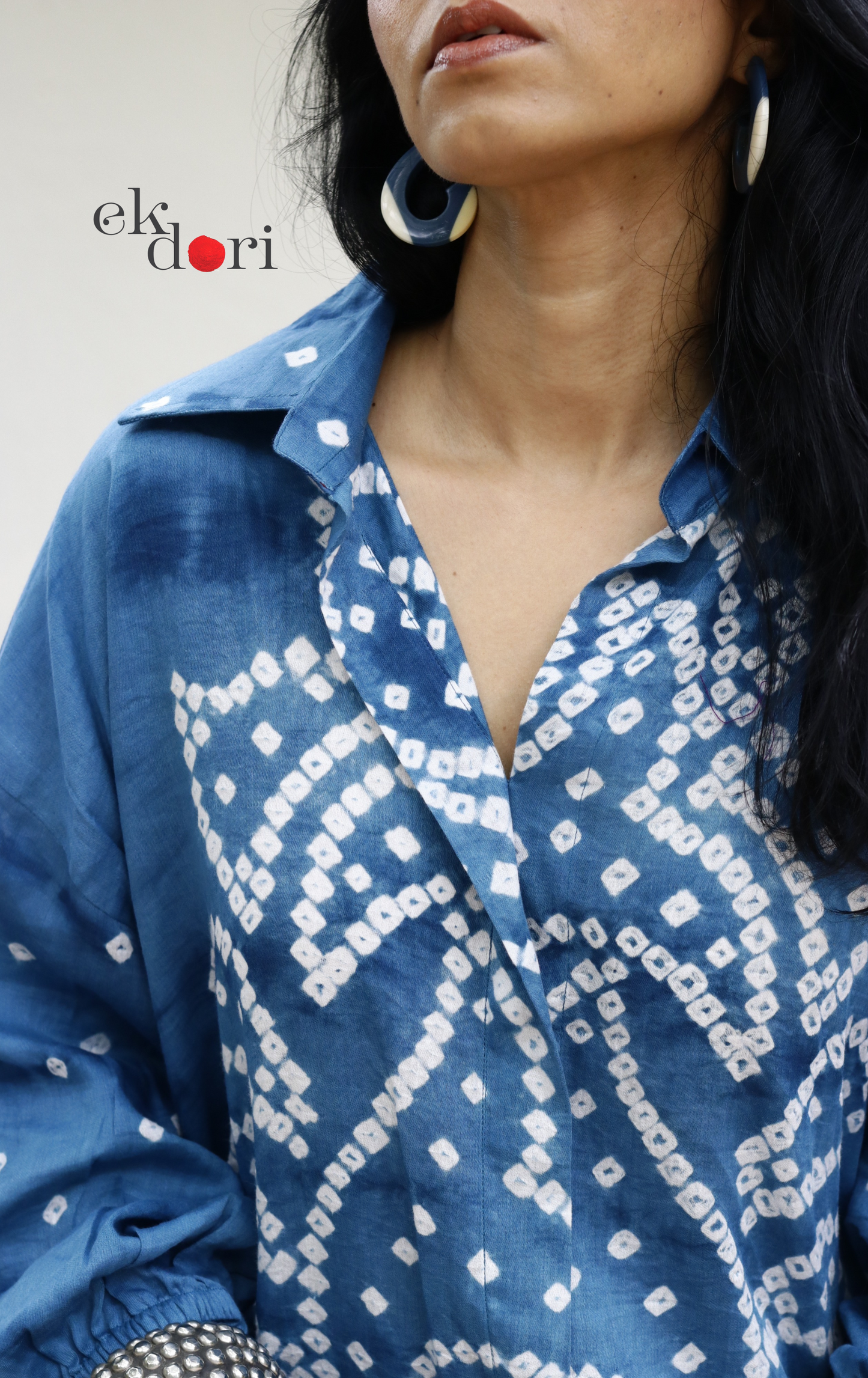 Bandhani 'Blue Waves' Blue Cotton Co-ord Set : Buy Kurta Palazzo Cotton Co-ord Set Cotton Bandhani And Shibori Set