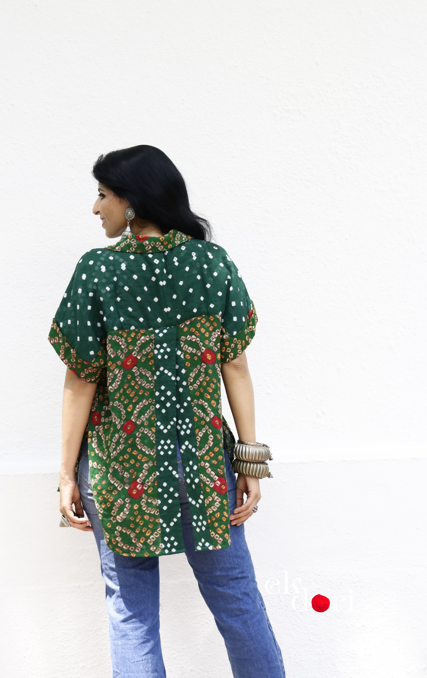 Bandhani 'Radha' Cotton Shirt : Buy Bandhani Green Cotton Shirt