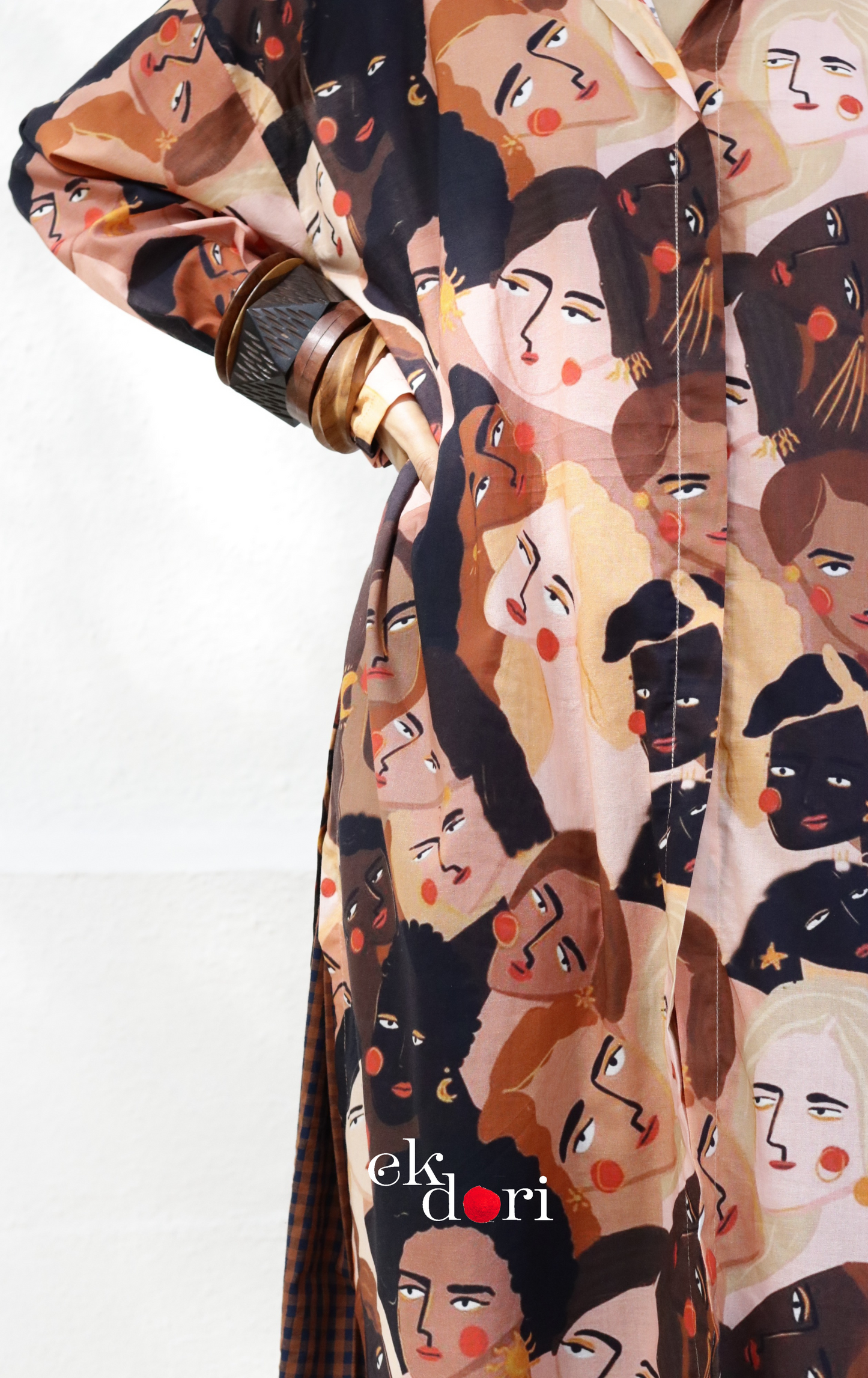 Cotton Blend Kurta Co-Ord Set 'Making Faces' : Buy Palazzo Pant Kurta Cotton Co-ord Set In Quirky Fun Print