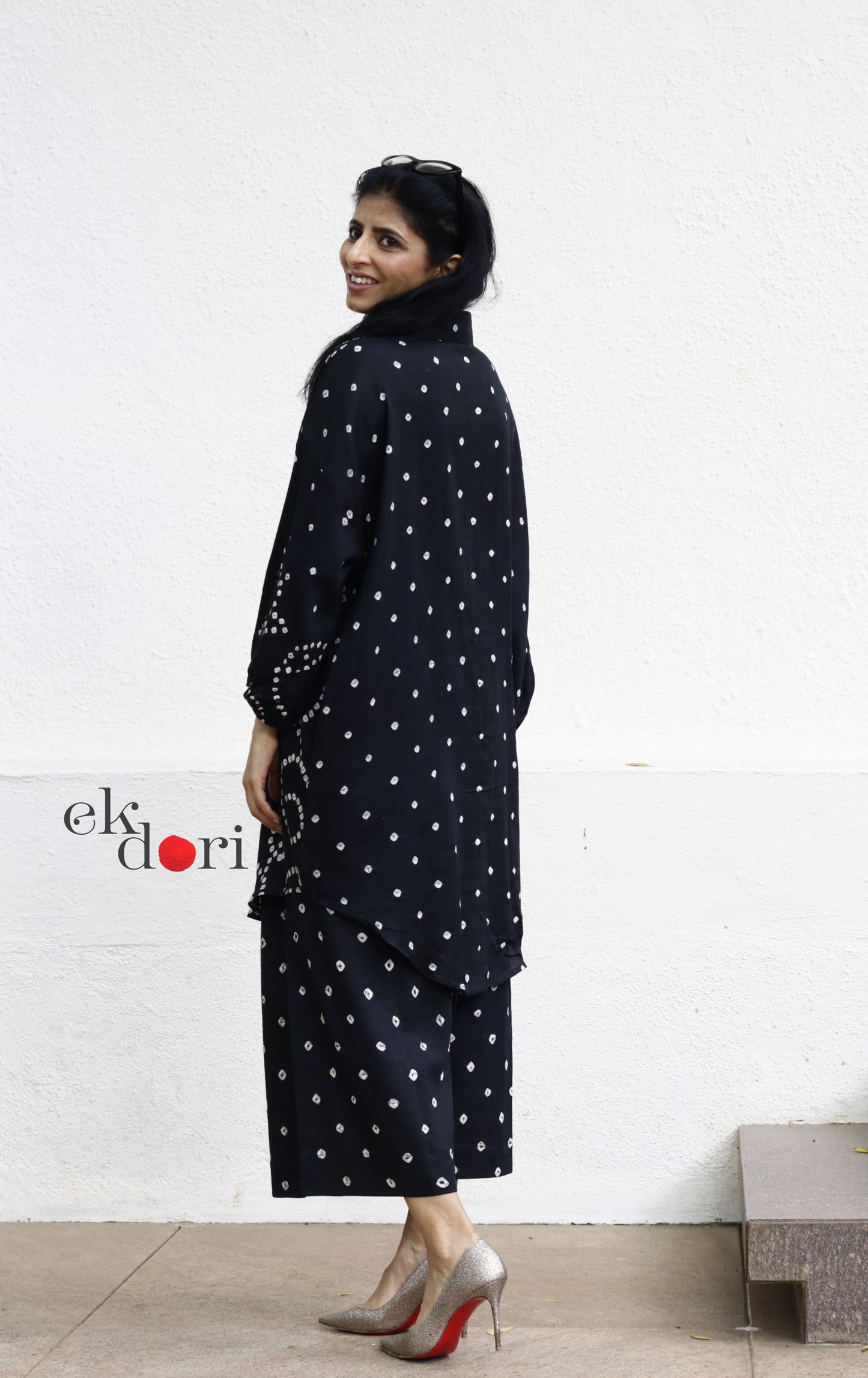 Bandhani 'Bahaar' Black Cotton Co-ord Set : Buy Kurta Palazzo Cotton Co-ord Set