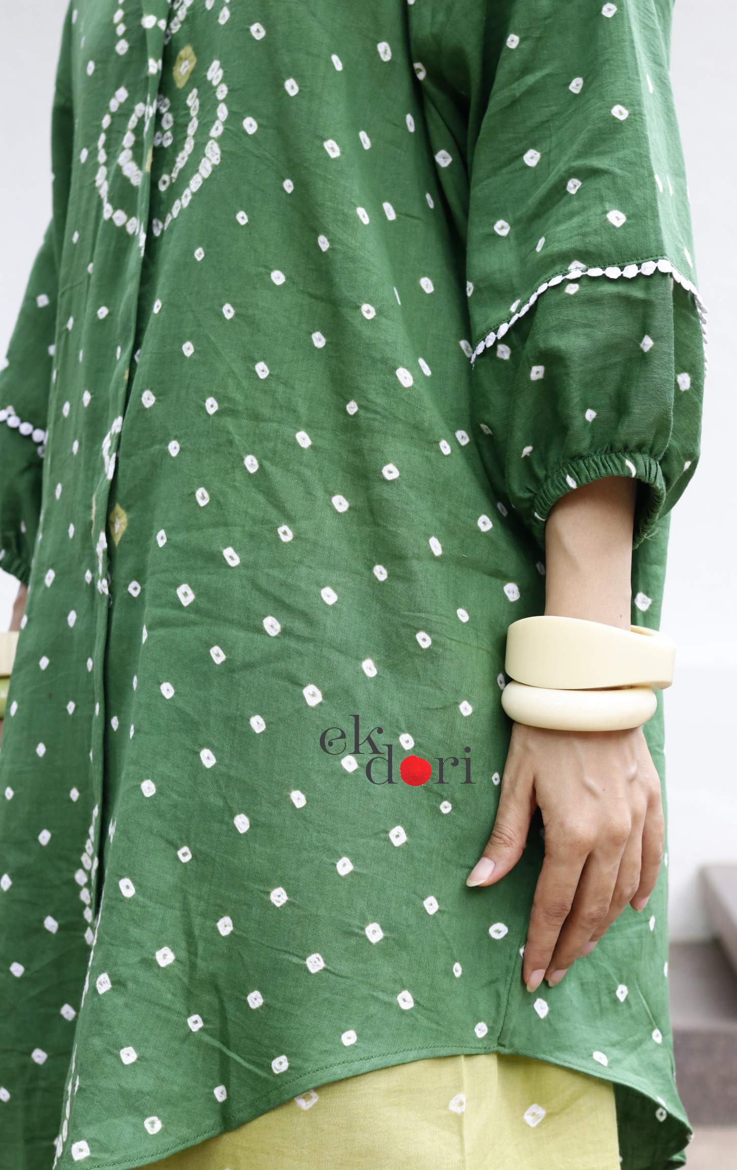 Bandhani 'Infinity' Green Cotton Co-ord Set : Buy Kurta Palazzo Cotton Co-ord Set