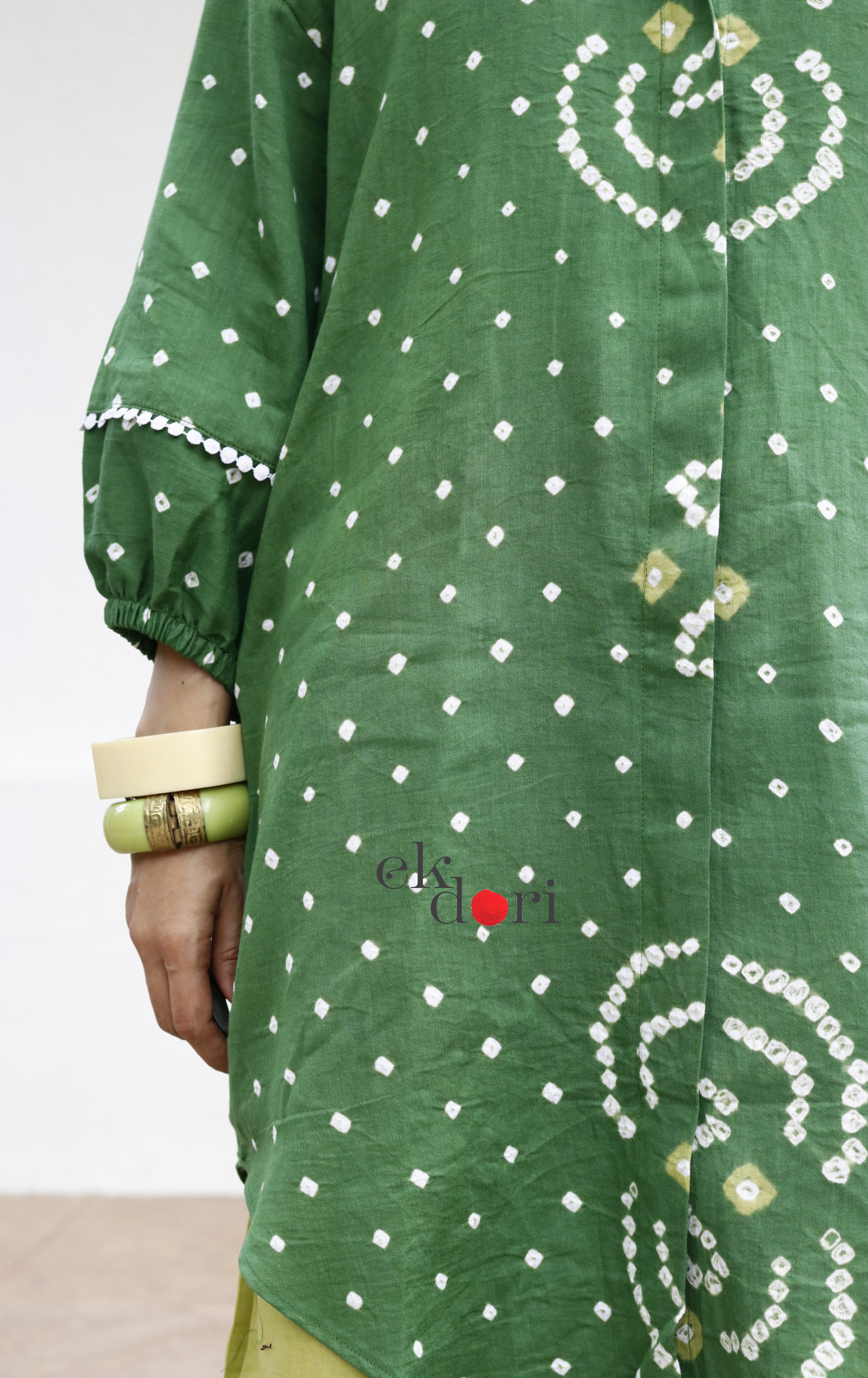 Bandhani 'Infinity' Green Cotton Co-ord Set : Buy Kurta Palazzo Cotton Co-ord Set