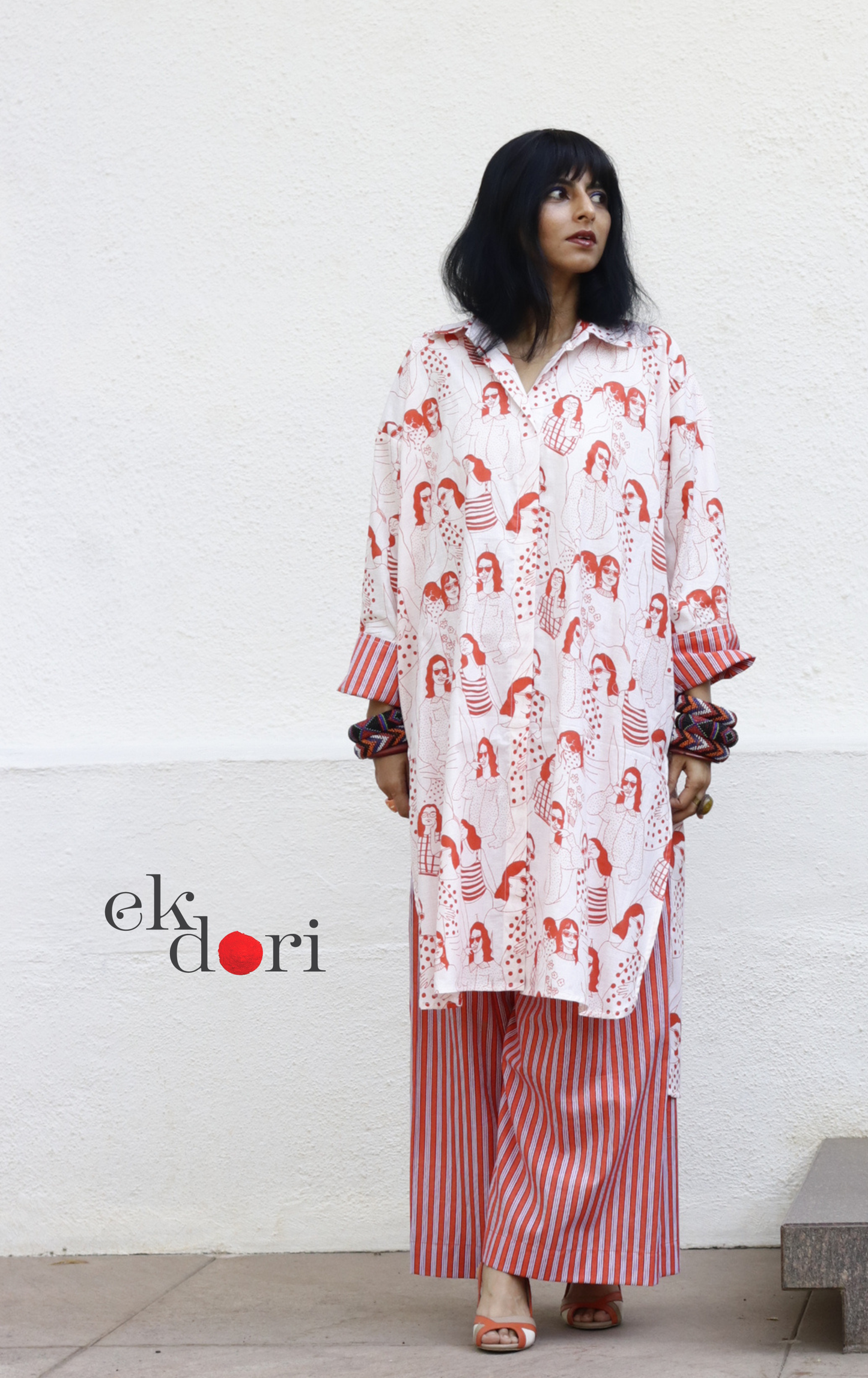 Cotton Kurta Co-Ord Set 'Sisterhood' : Buy Palazzo Pant Kurta Cotton Co-ord Set In Quirky Fun Print