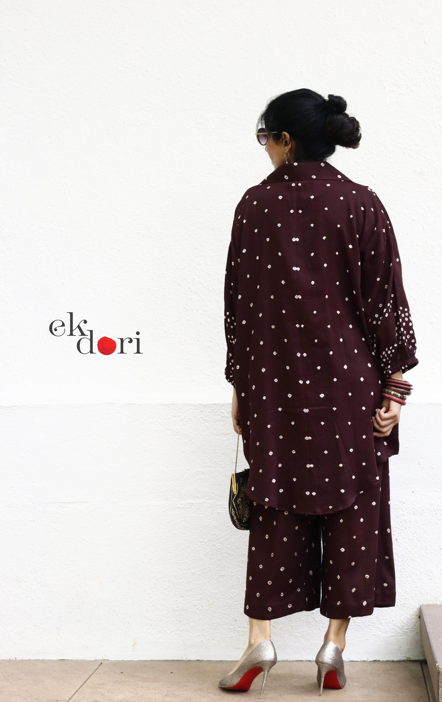 Bandhani 'Plum Rum' Maroon Cotton Co-ord Set : Buy Kurta Palazzo Cotton Co-ord Set Cotton Bandhani Set