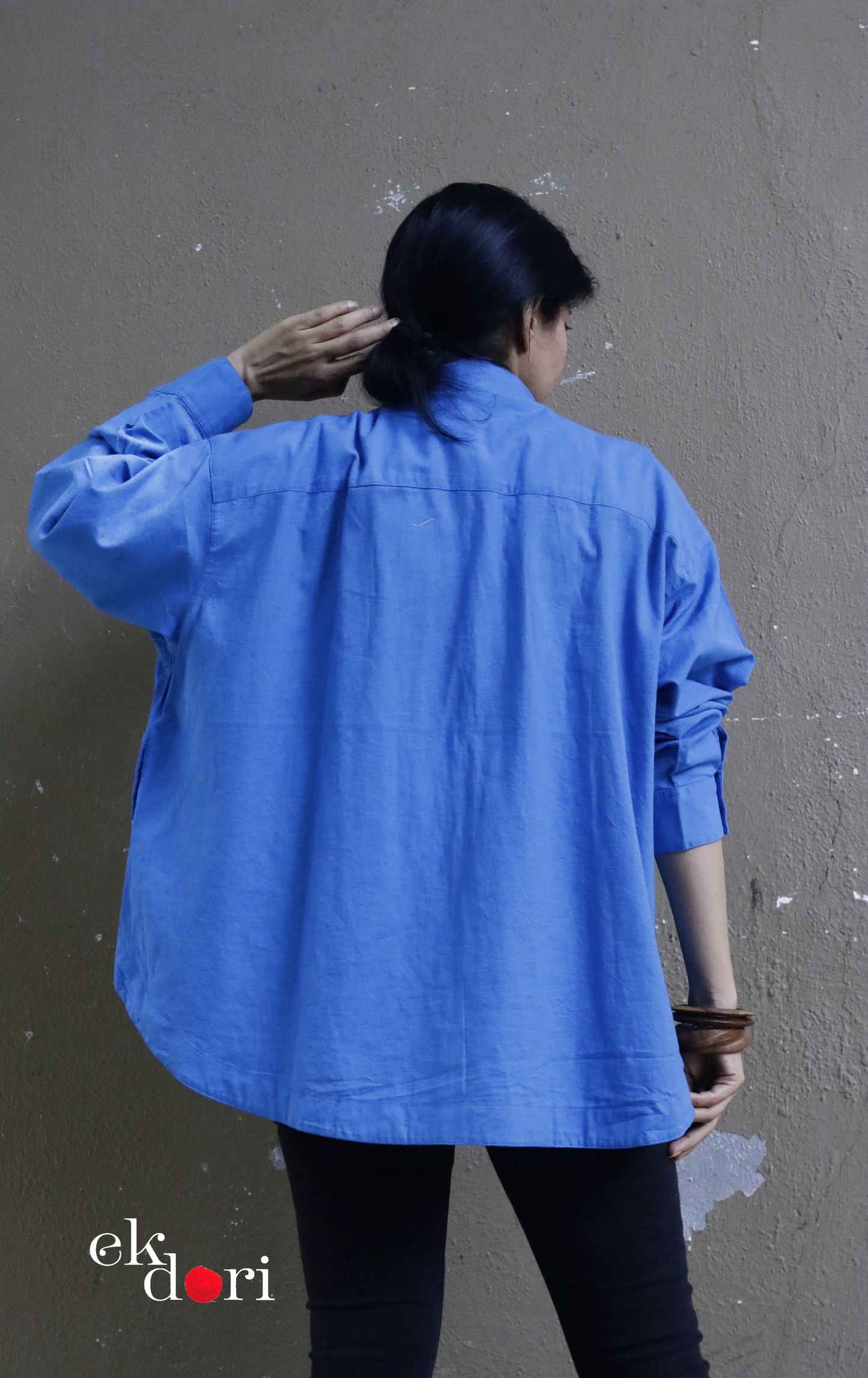 Cotton Hand Embroidered Shirt : 'Adventure At Sea' Cotton Shirt For Women : The Doodle Collection
