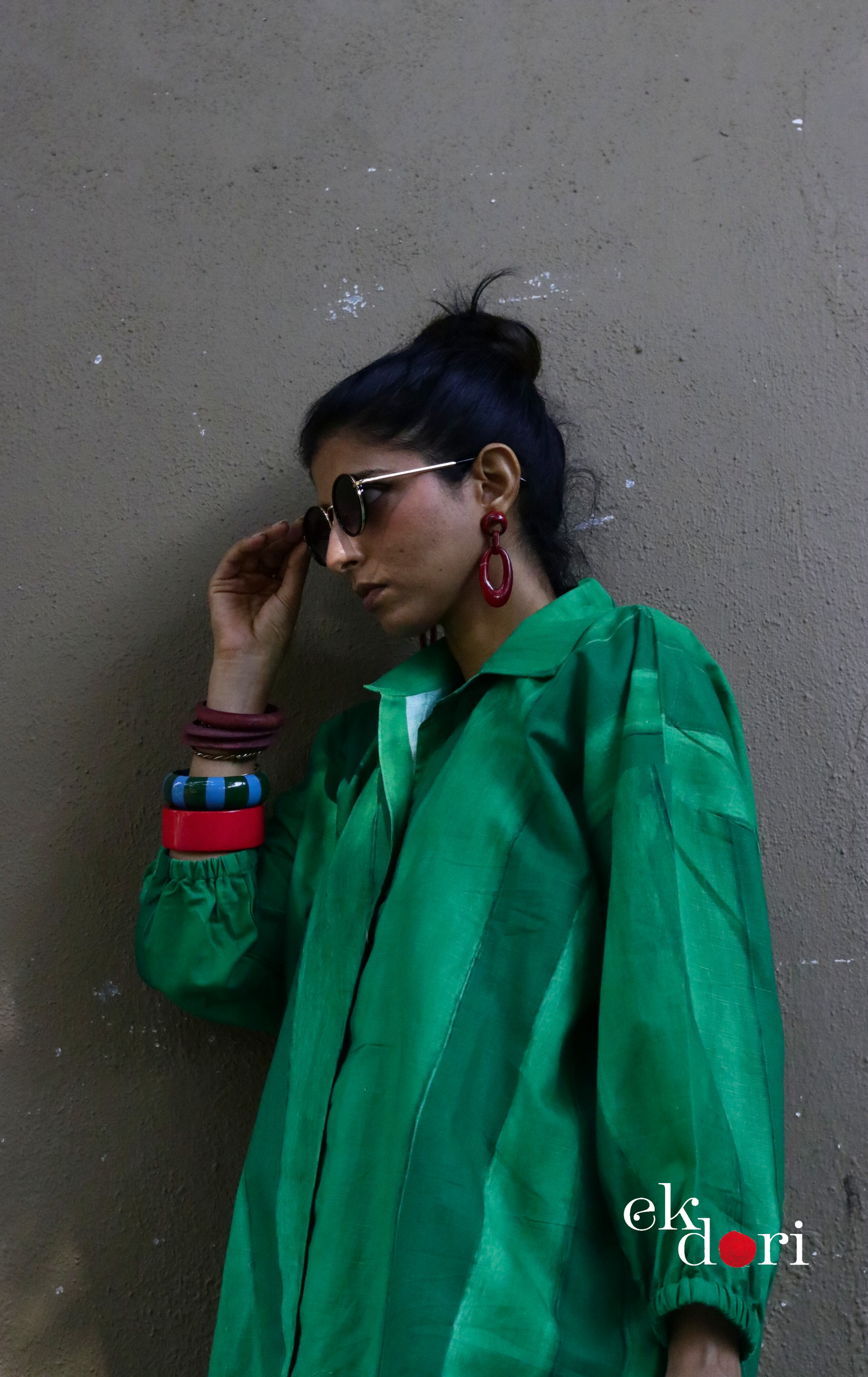 'Greener Grass' Scalloped Kurta Co-ord Set : Buy Cotton Linen Kurta Palazzo Fun Co-ord Set