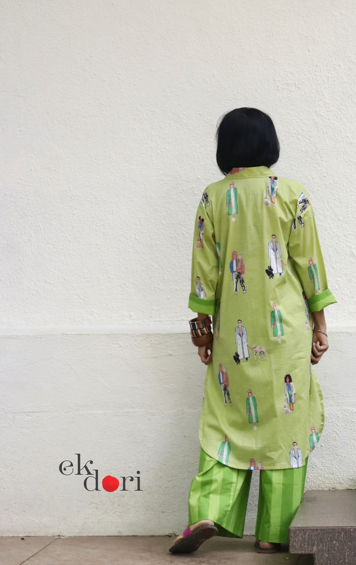 Cotton Kurta Co-Ord Set 'Garden Stroll' : Buy Palazzo Pant Kurta Cotton Co-ord Set In Quirky Fun Print
