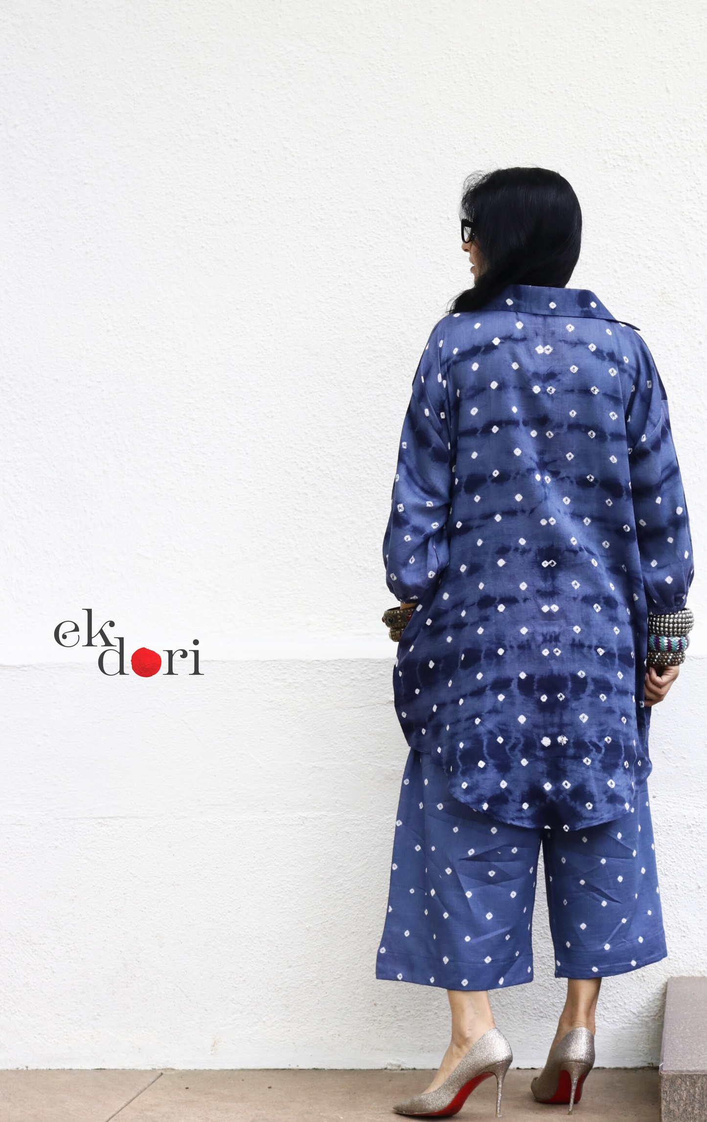 Bandhani 'Grey Cloud' Grey Cotton Co-ord Set : Buy Kurta Palazzo Cotton Co-ord Set Cotton Bandhani And Shibori Set