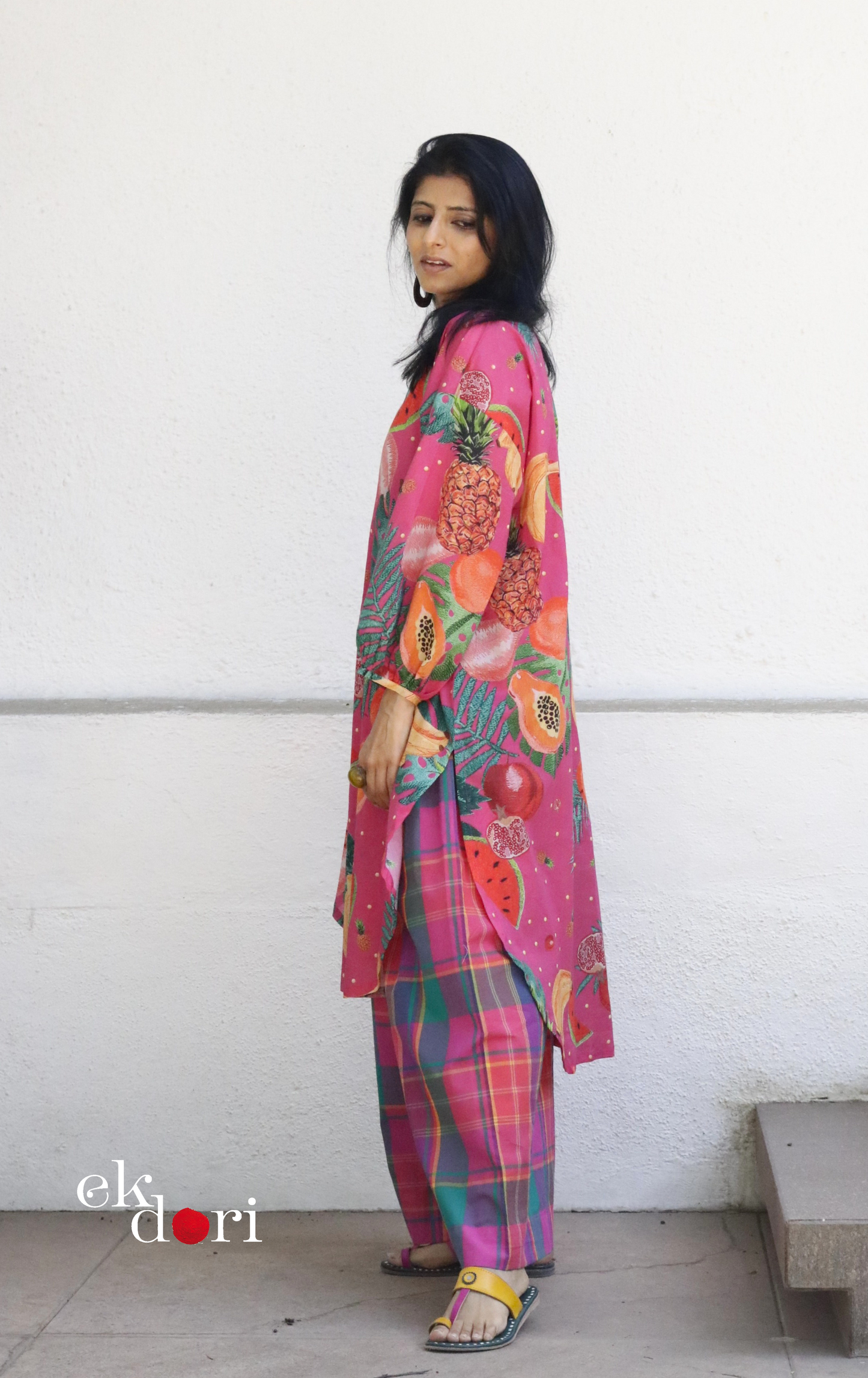 Cotton Kurta Co-Ord Set 'Watermelon Mojito' : Buy Palazzo Pant Kurta Cotton Co-ord Set In Bright Fun Print