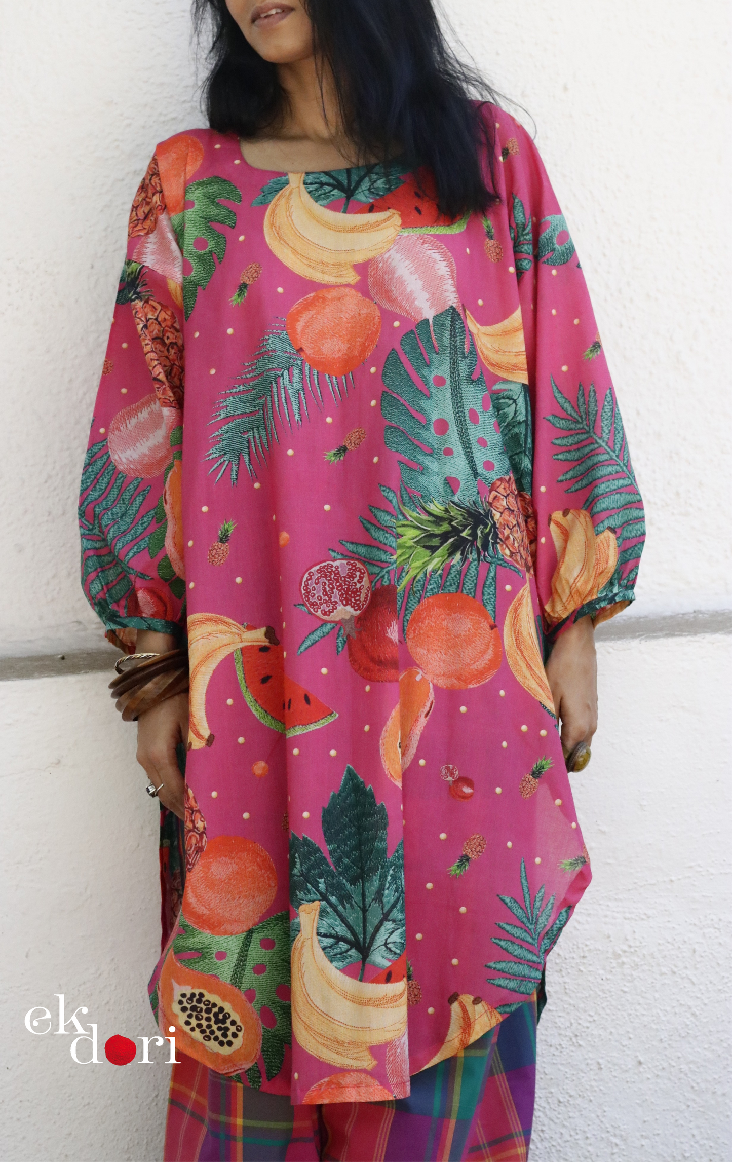Cotton Kurta Co-Ord Set 'Watermelon Mojito' : Buy Palazzo Pant Kurta Cotton Co-ord Set In Bright Fun Print