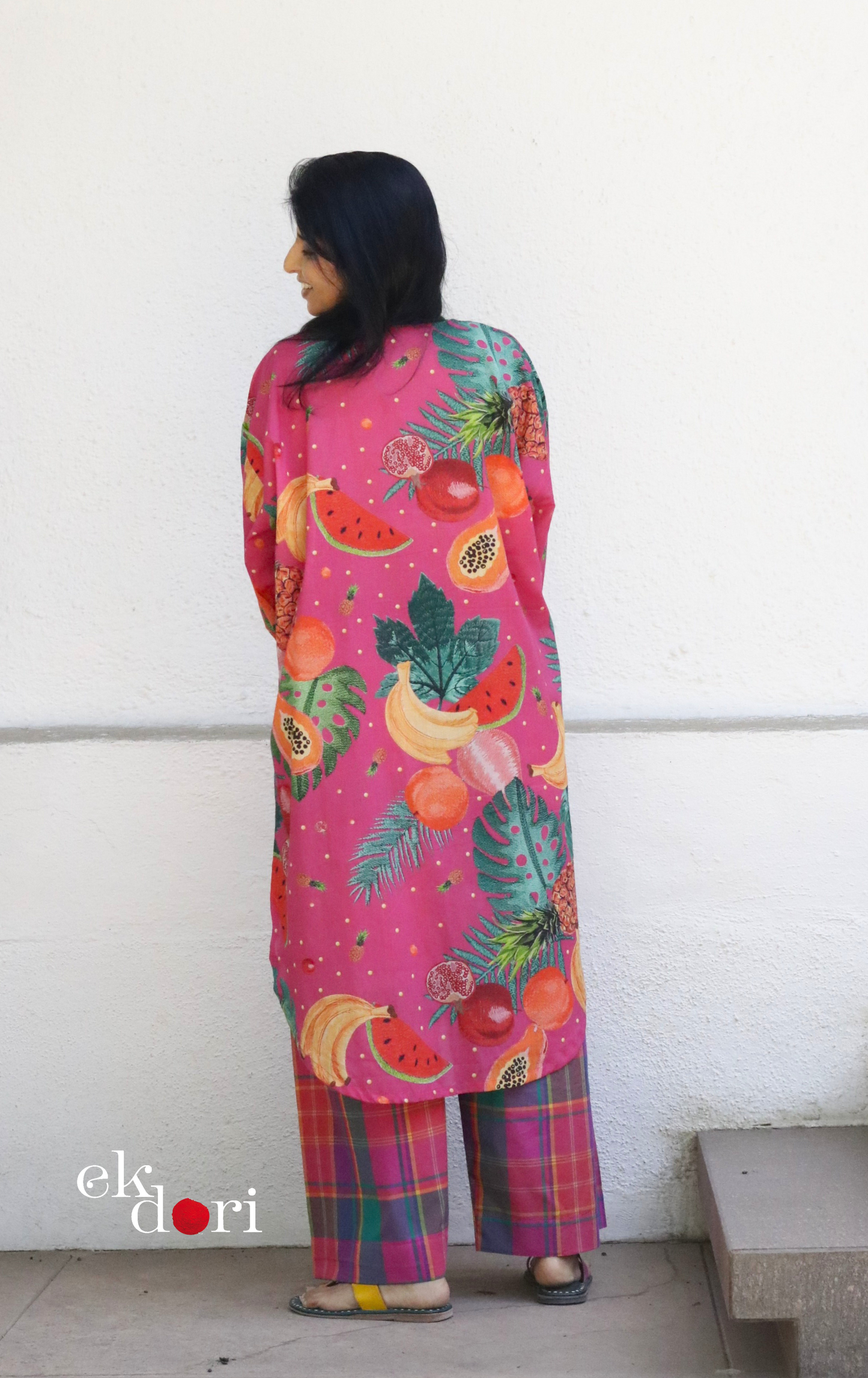 Cotton Kurta Co-Ord Set 'Watermelon Mojito' : Buy Palazzo Pant Kurta Cotton Co-ord Set In Bright Fun Print