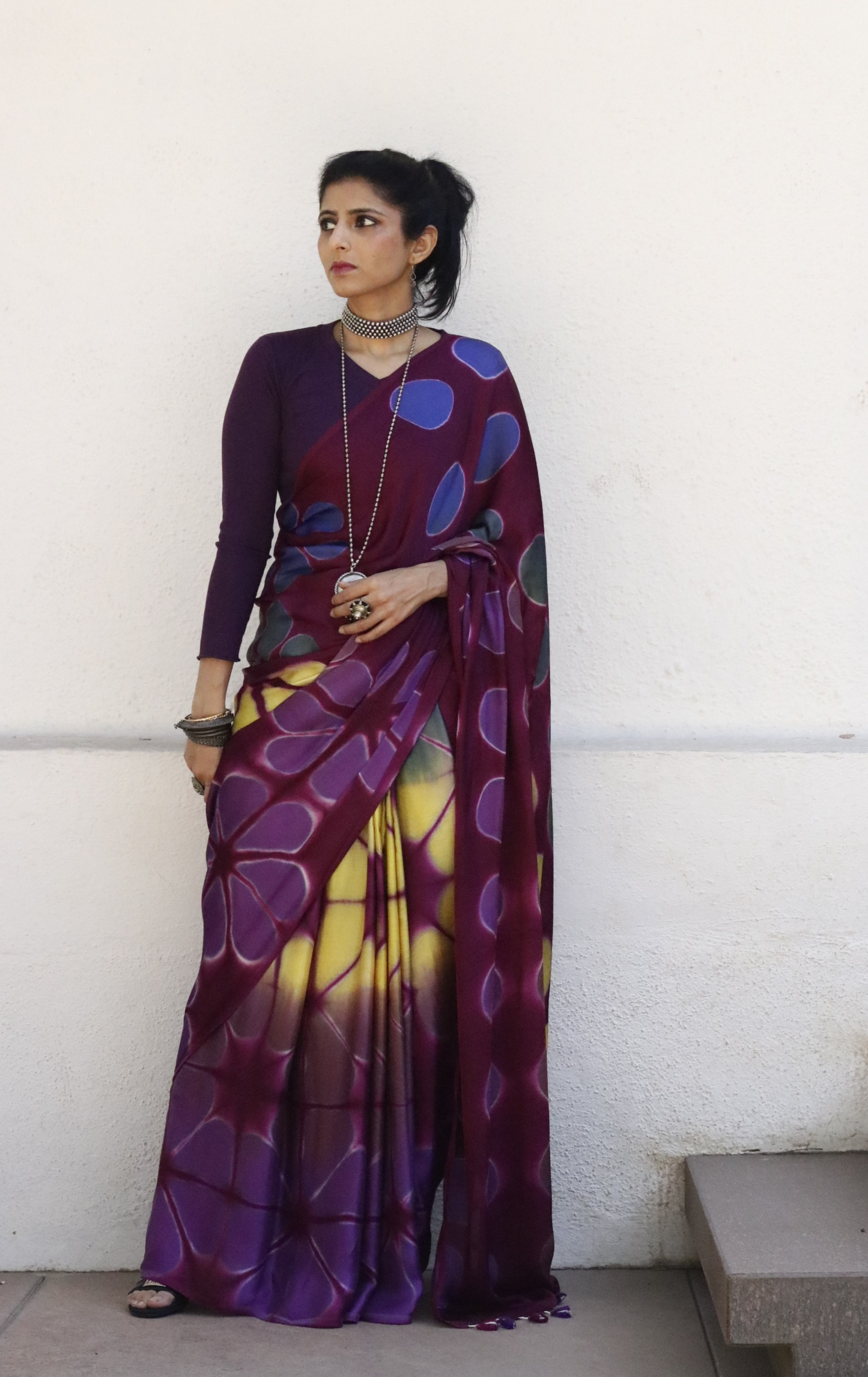 Buy Clamp Dye Designer Saree Online : 'Grapevine' Clamp Dye Saree