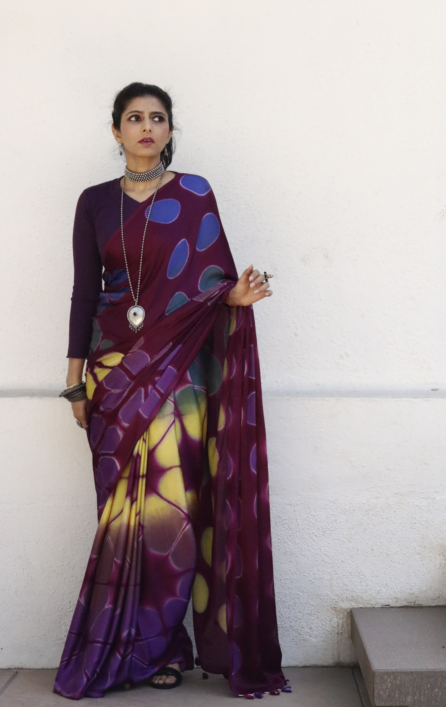 Buy Clamp Dye Designer Saree Online : 'Grapevine' Clamp Dye Saree