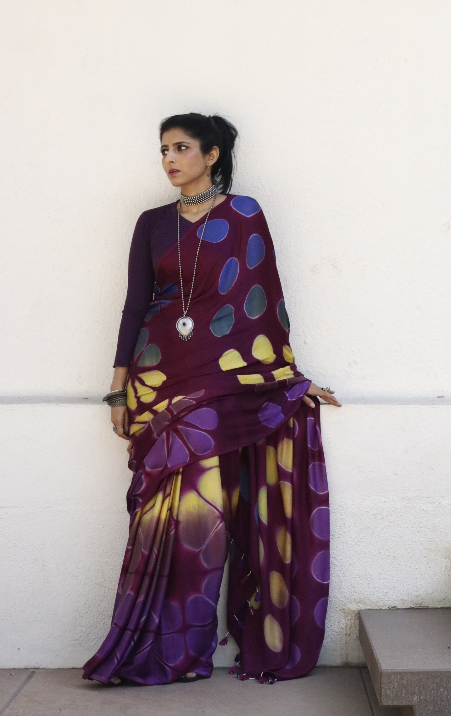 Buy Clamp Dye Designer Saree Online : 'Grapevine' Clamp Dye Saree