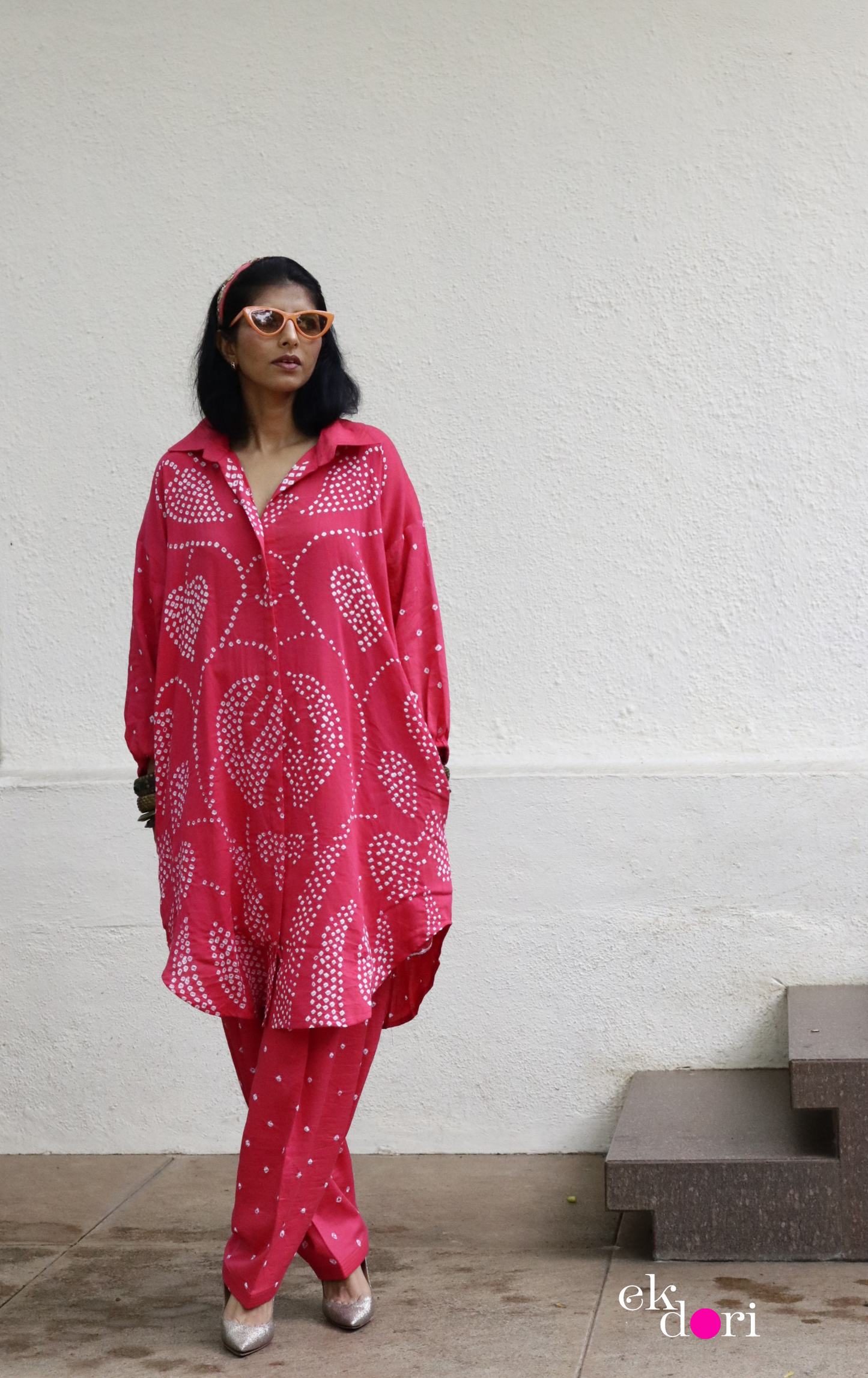 Bandhani Pink Cotton Co-ord Set : Buy Salwaar Kurta Cotton Co-ord Set