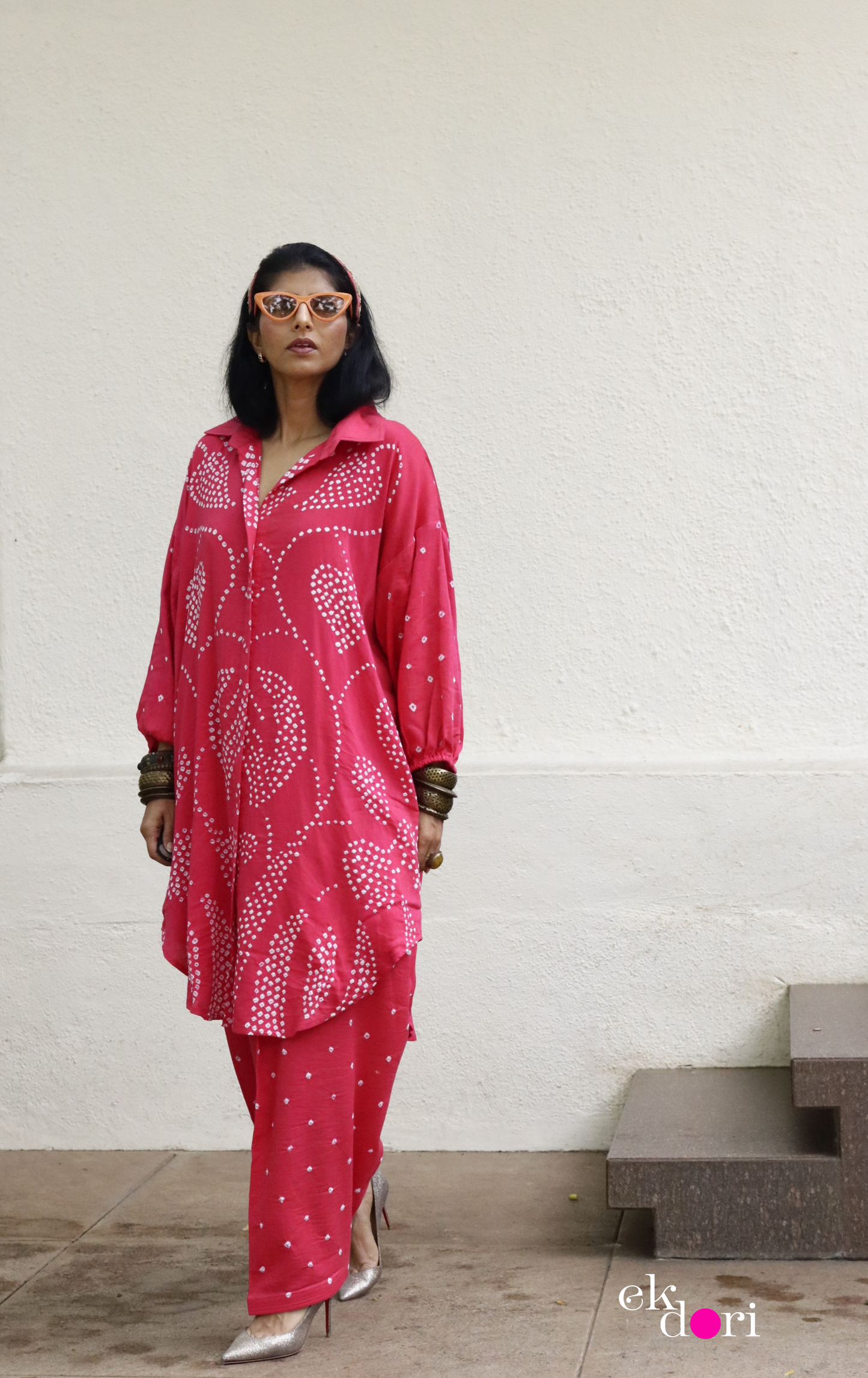 Bandhani Pink Cotton Co-ord Set : Buy Salwaar Kurta Cotton Co-ord Set