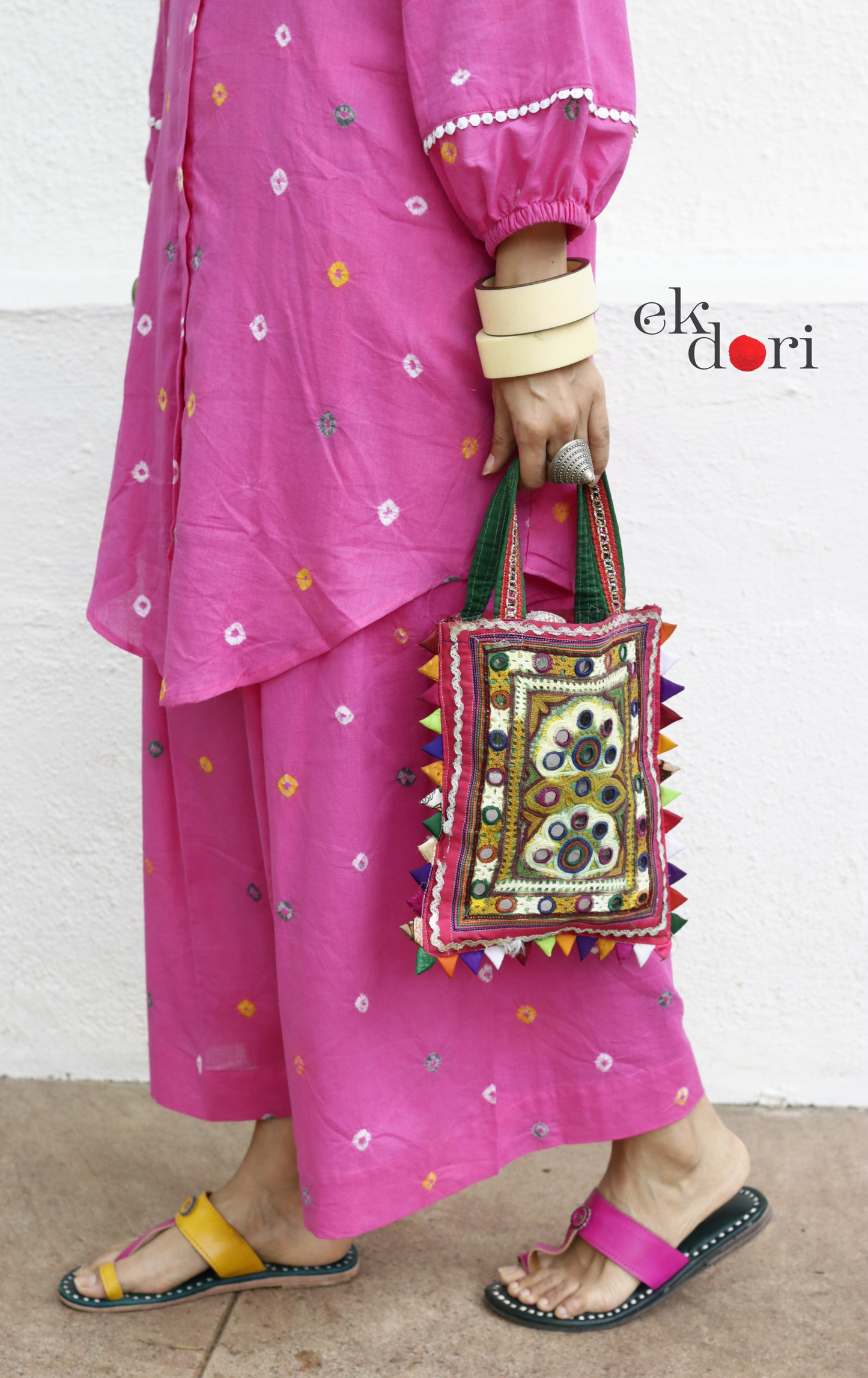 Bandhani 'Pink Confetti' Pink Colourful Cotton Co-ord Set : Buy Kurta Palazzo Cotton Co-ord Set