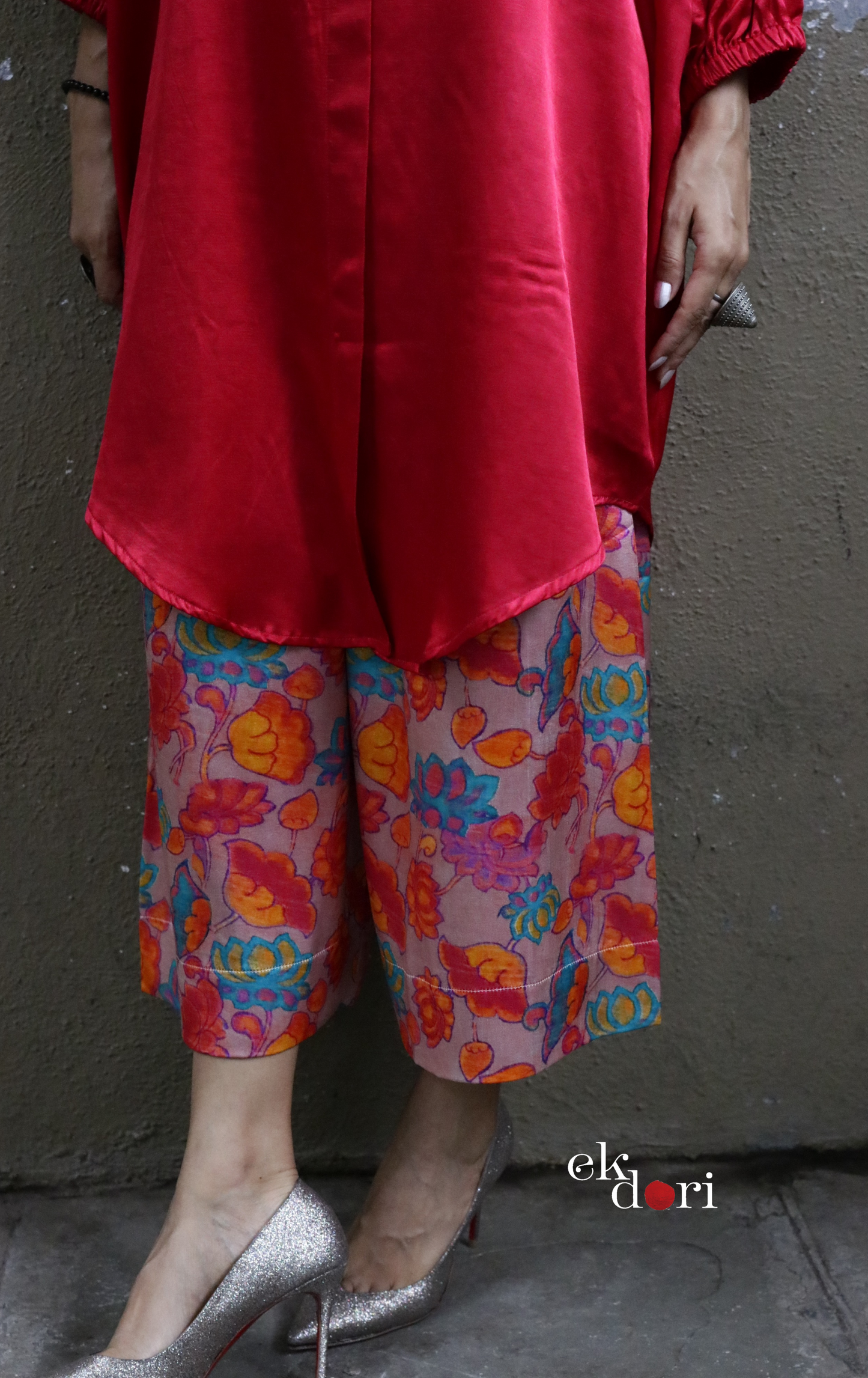 'Paisley Pink' Mashru Co-ord Set in Pink : Buy Palazzo Kurta Festive Co-ord Set