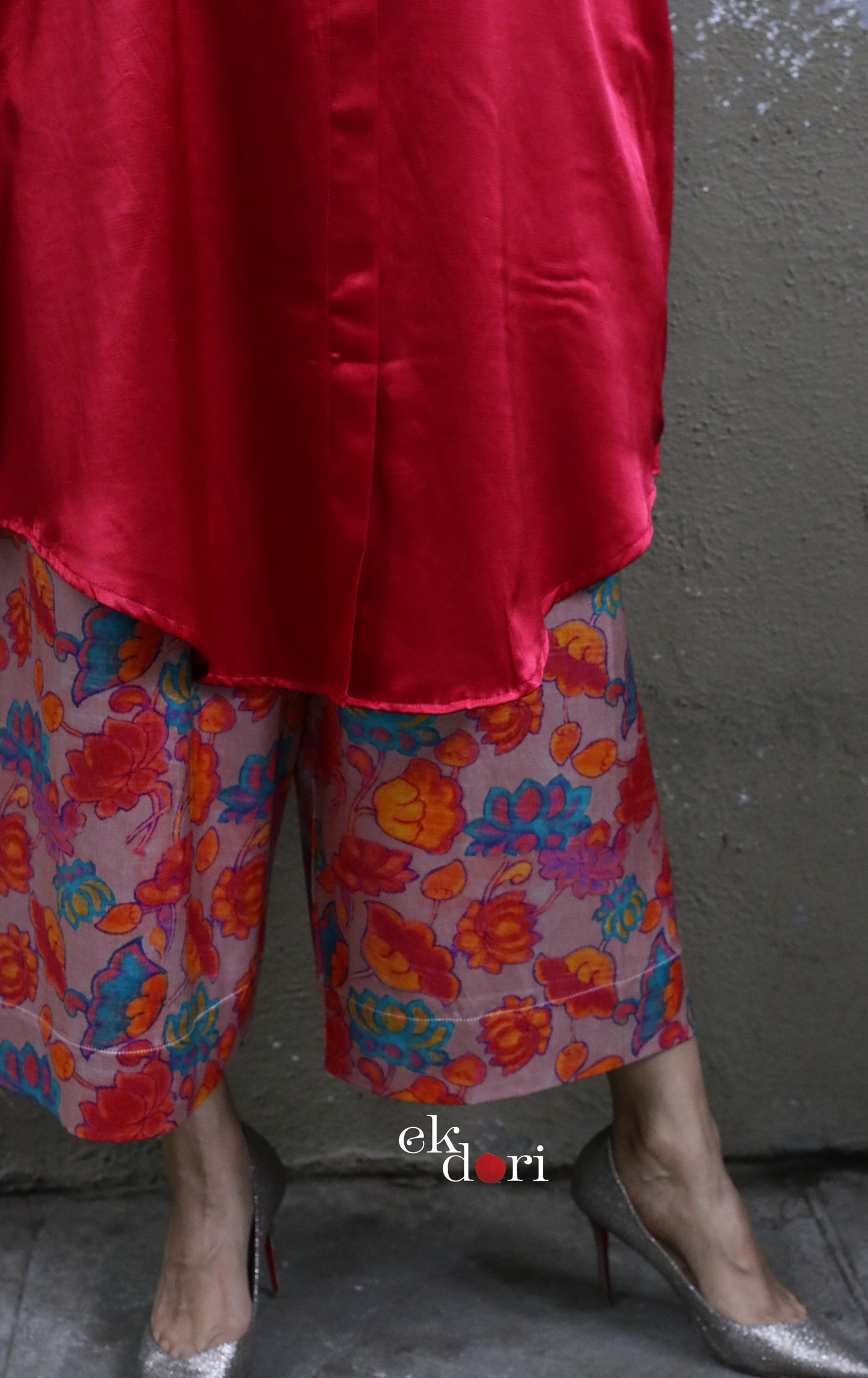 'Paisley Pink' Mashru Co-ord Set in Pink : Buy Palazzo Kurta Festive Co-ord Set