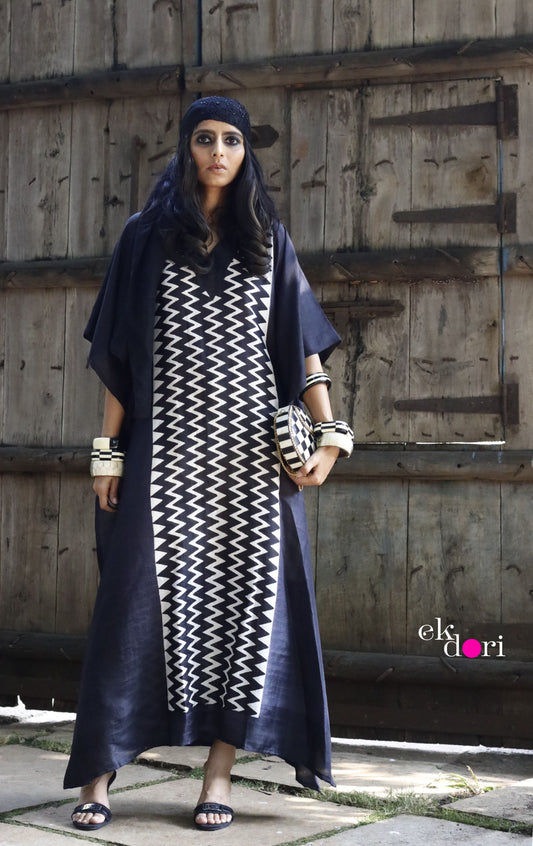African Safari Silk Kaftan Dress : Pure Silk Statement Kaftan Dress