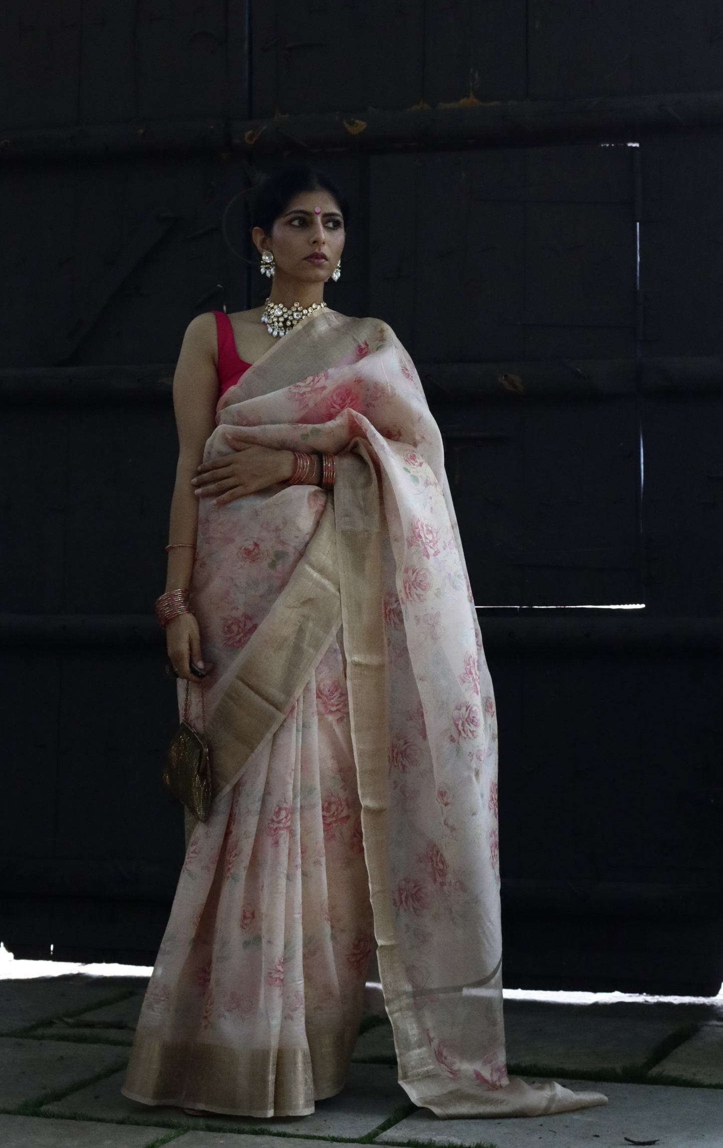 Buy 'Summer Sunset' Pure Organza Silk Saree With Banarasi Border: Summer Silk Banarasi Organza Saree