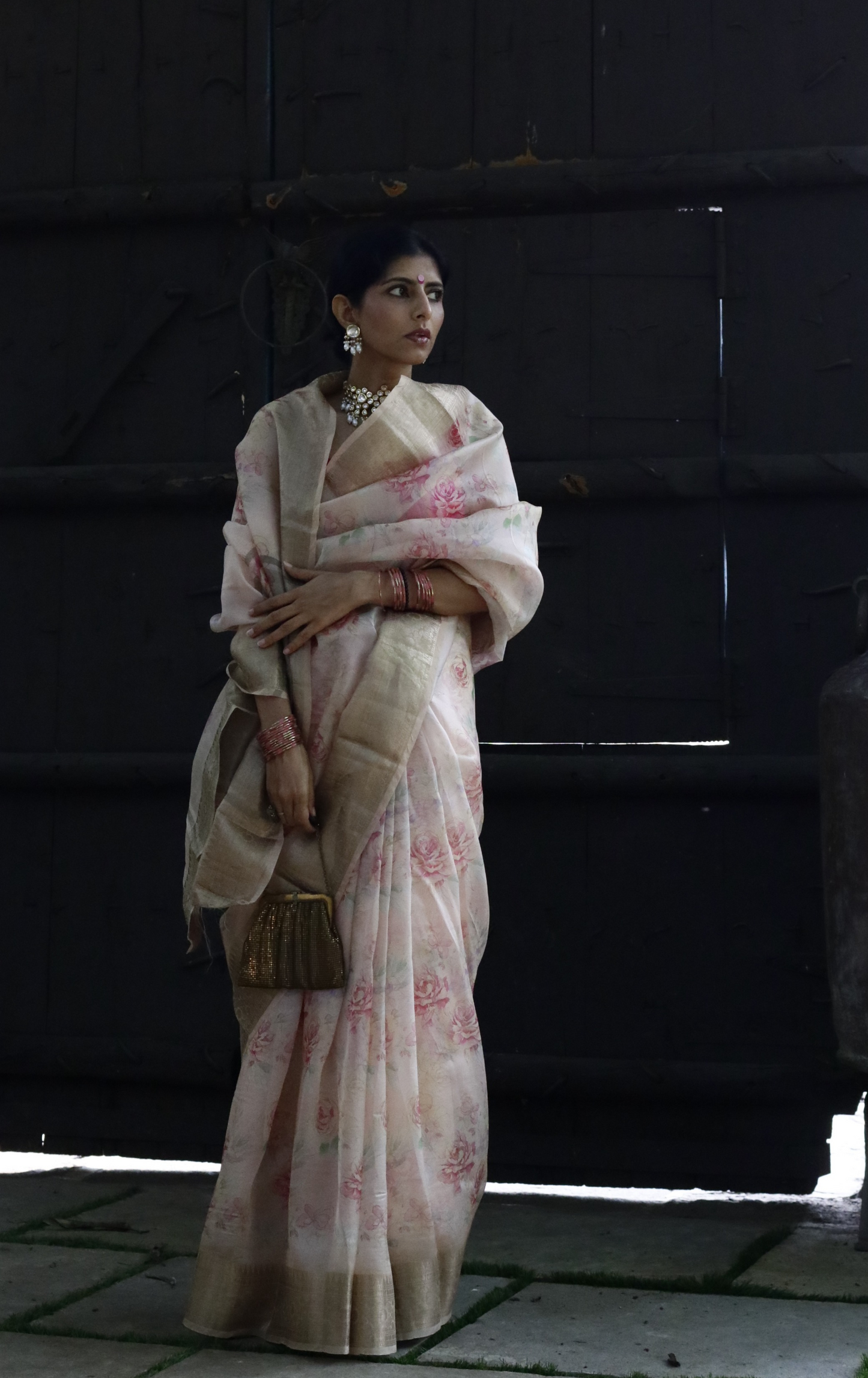 Buy 'Summer Sunset' Pure Organza Silk Saree With Banarasi Border: Summer Silk Banarasi Organza Saree
