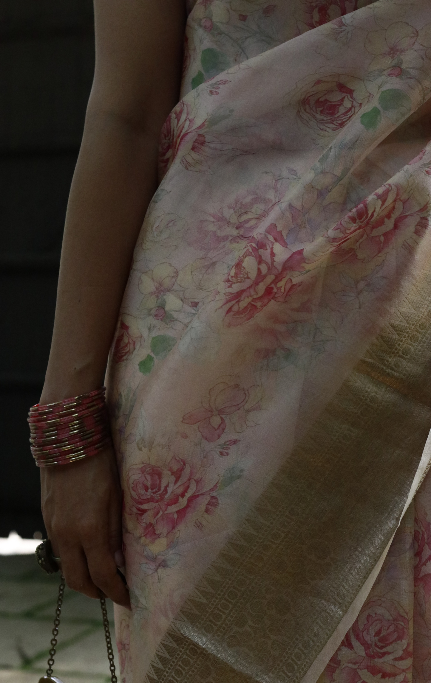 Buy 'Summer Sunset' Pure Organza Silk Saree With Banarasi Border: Summer Silk Banarasi Organza Saree