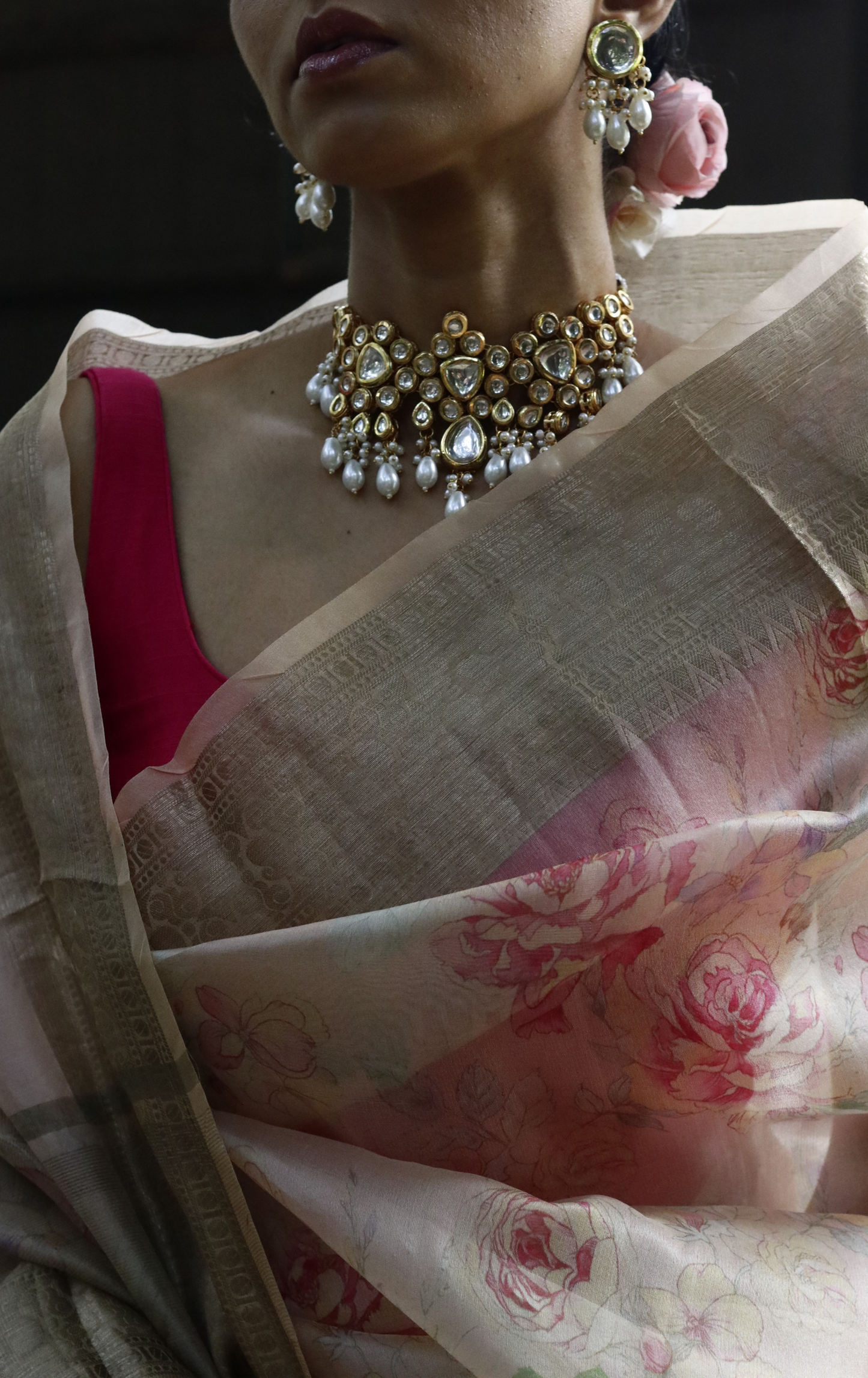 Buy 'Summer Sunset' Pure Organza Silk Saree With Banarasi Border: Summer Silk Banarasi Organza Saree