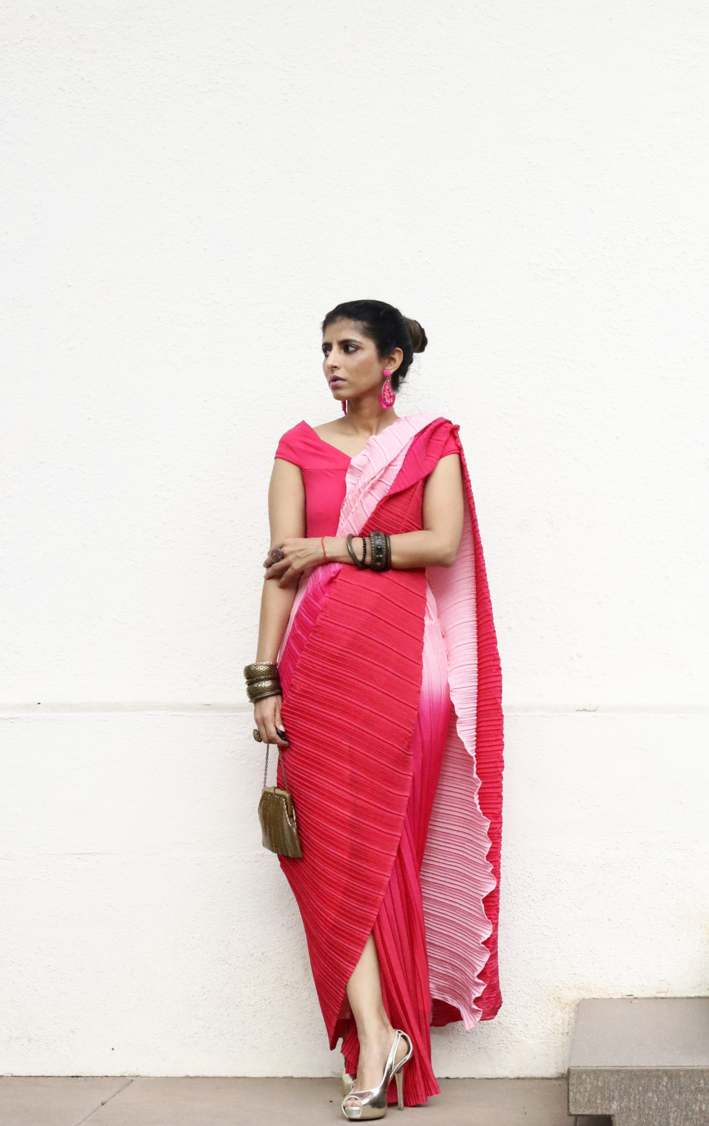 'Candyfloss' Ready To Wear Draped Saree Skirt : Fun Modern Micropleated Quick Draped Saree
