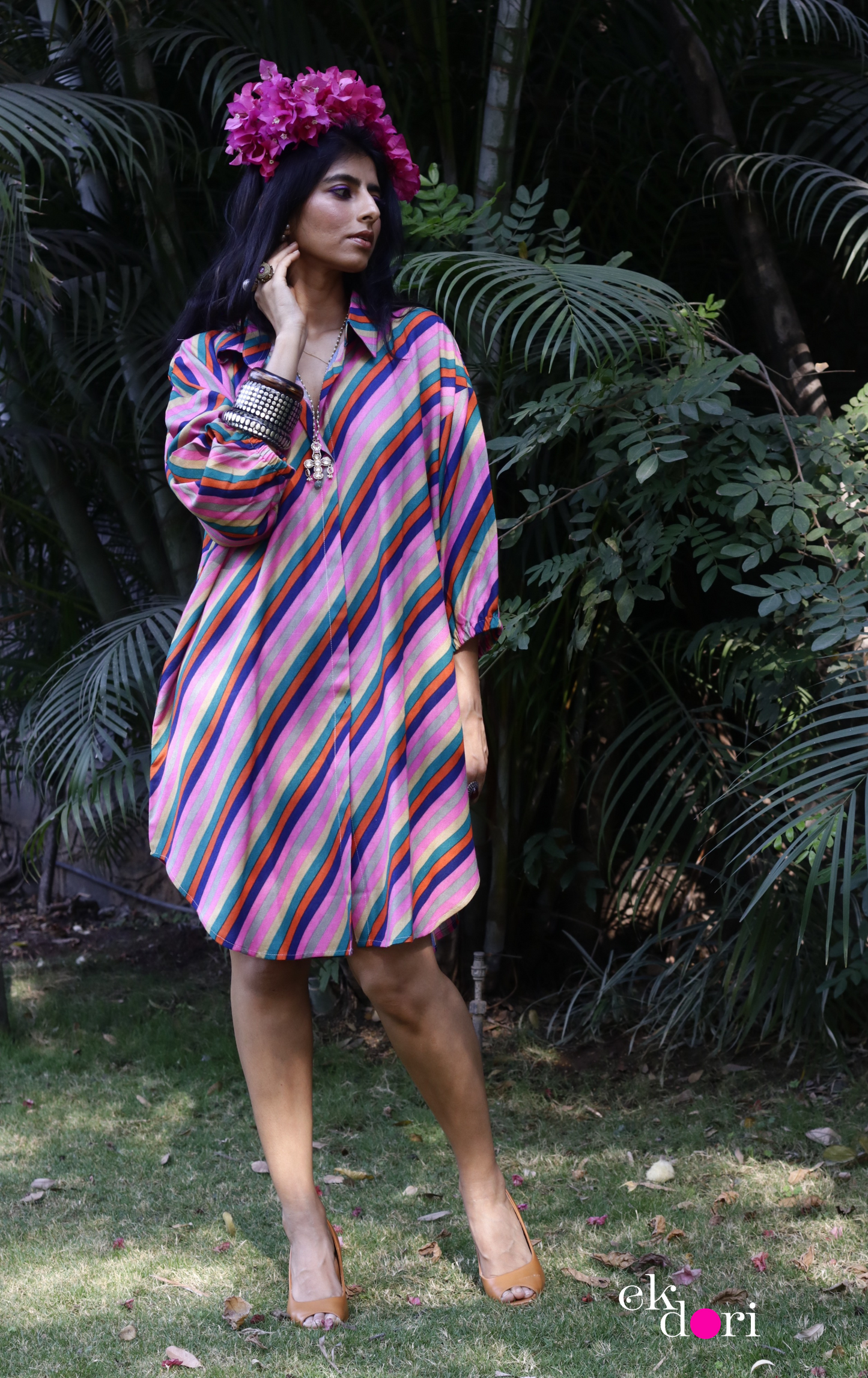 'Playful & Pink' Soft Cotton Shirt Kurta : Fun Free Size Cotton Kurta With Pockets